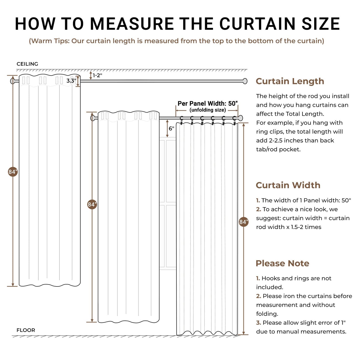 INOVADAY 100% Blackout Curtains 90 Inches Length 2 Panels Set, Back Tab/Rod Pocket Linen Black Out Curtains for Bedroom, Thermal Insulated Window Drapes - Cream, W50 X L90