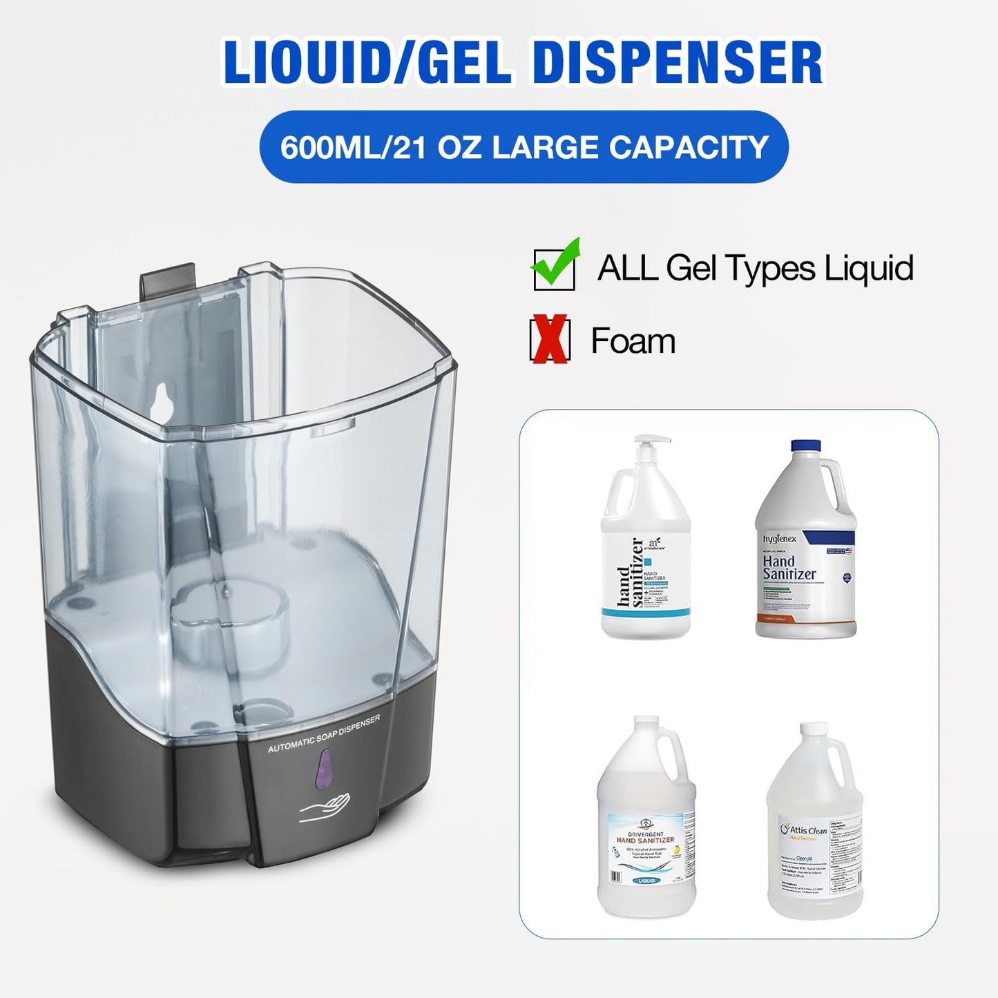 4 Pack Automatic Soap Dispenser Touchless,600 ml / 20 oz Commercial Hand Soap Dispenser,Wall Mount Hand sanitizer Dispenser for Bathroom Offices Home Kitchen Hotel(Black)
