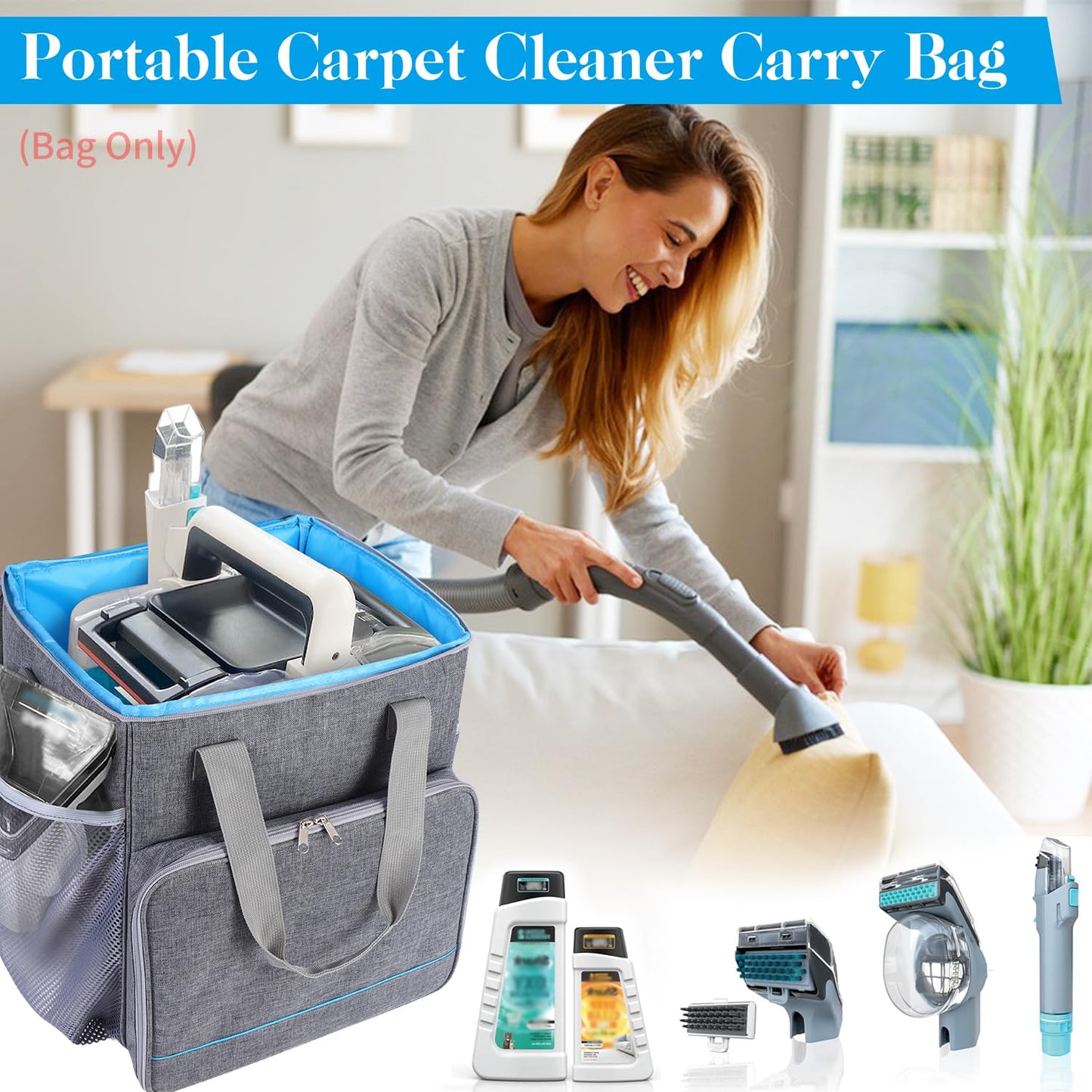LOTCAIN Storage Bag Compatible with Shark StainStriker Carpet and Upholstery Cleaner Machine Portable Carrying Bag with Large Space Storage Bag for Carpet Cleaner,Soft Handle,Bag Only