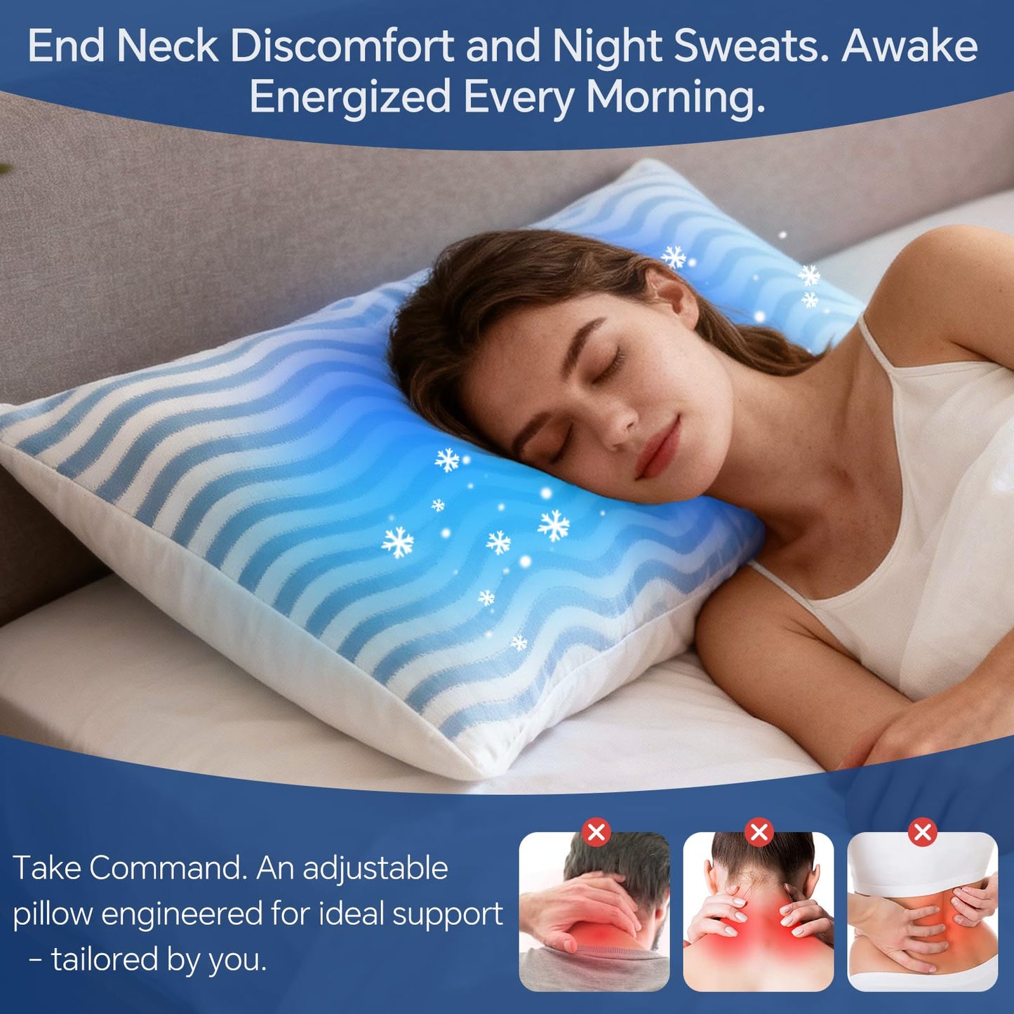 SLEEPDIARY Pillows Queen Size Set of 2 – Adjustable Shredded Memory Foam Cooling Bed Pillows, Custom Loft for Side, Back, and Stomach Sleepers, Shape-Retaining Support & Washable Cover