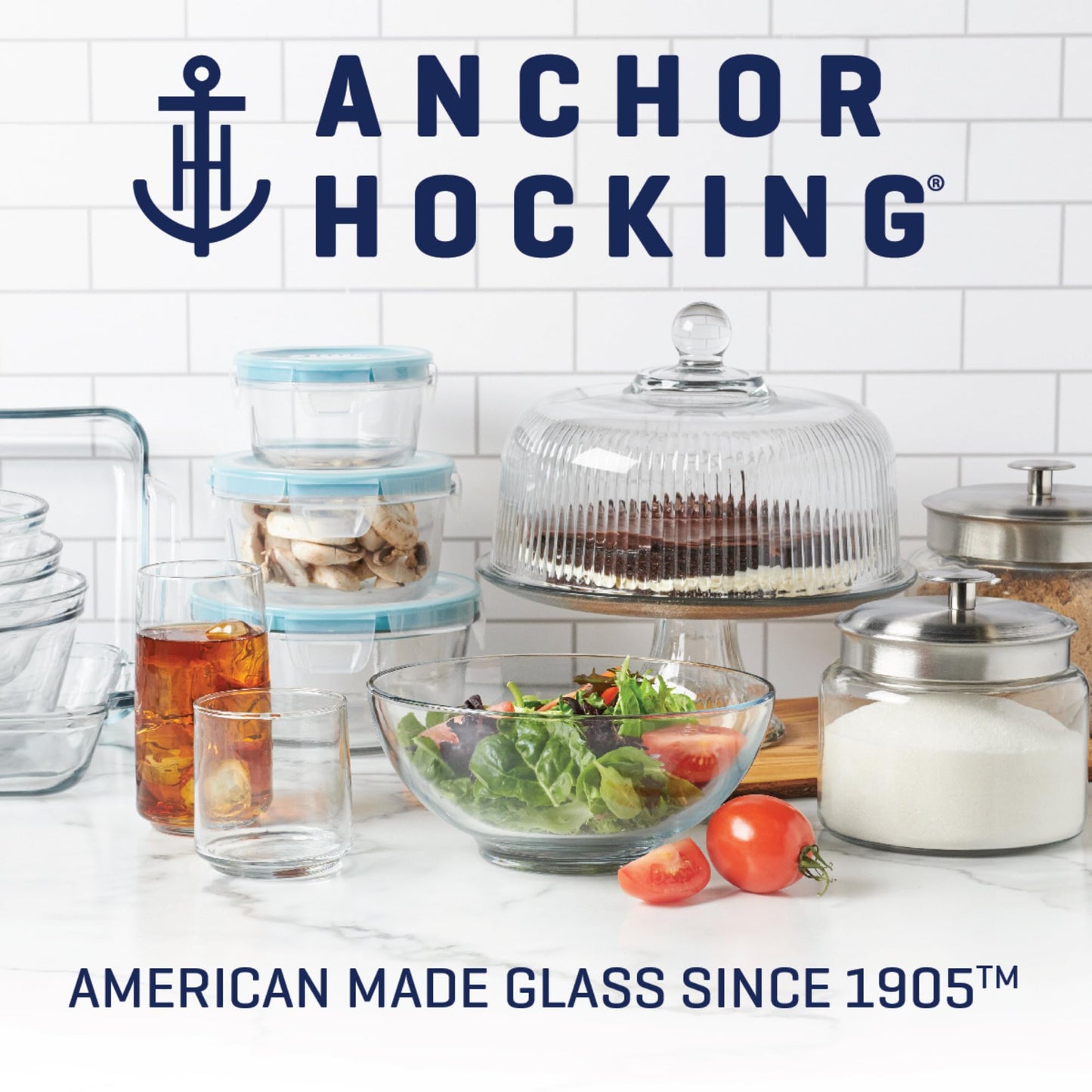 Anchor Hocking SnugFitTM Rectangular Food Storage Containers with Lids (4-Piece, 6-cup, Navy Blue, oven-safe)