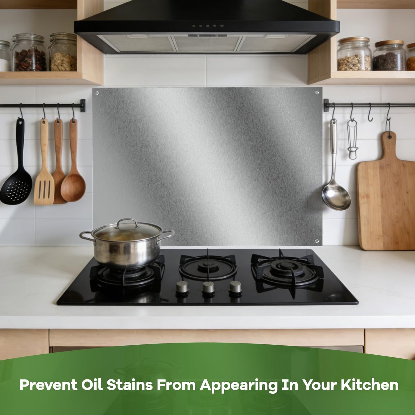 Ultra-Thin & Reversible Stainless Steel Stove Backsplash Panel, 24" x 30" Splatter Guard for Kitchen Wall & Range Hood | Easy Installation with Pre-Drilled Holes & Mounting Screws Included