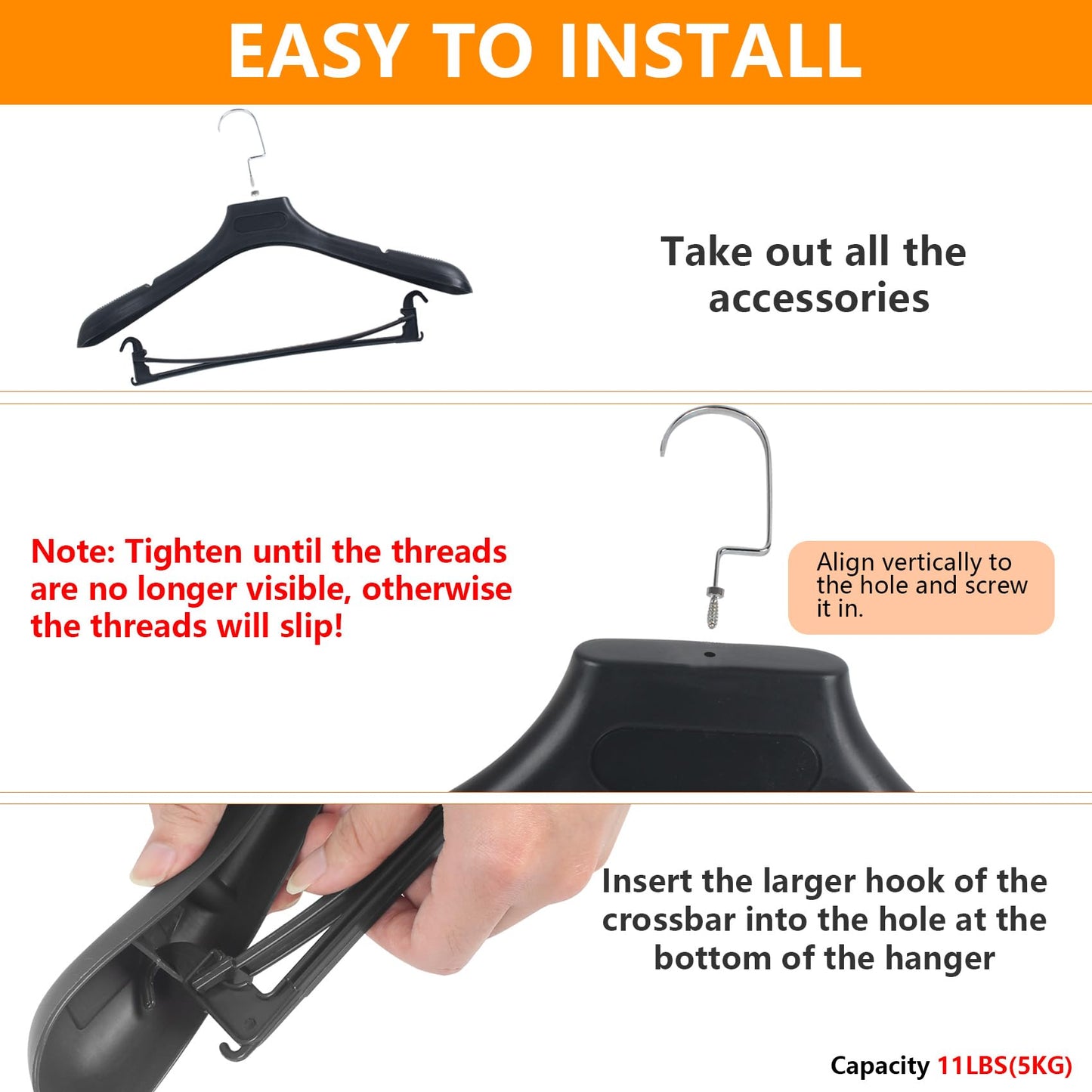 Plastic Extra Wide Suit Hangers, Pack of 15, Width: 17.7",Notched Shoulders & Metal Hooks, Black