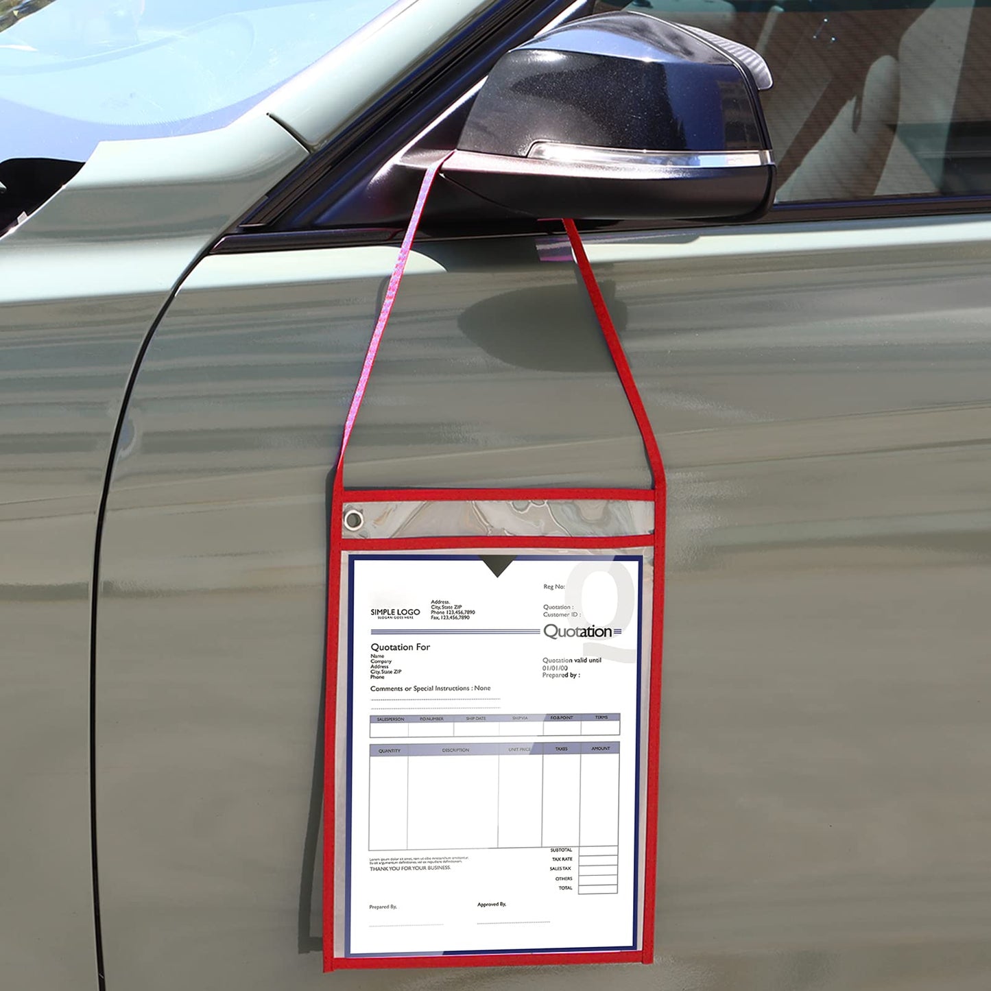 Epakh 30 Pack Office Products Shop Ticket Holders with Hanging Strap 9 x 12 Inches, Dry Erase Pockets, Job Ticket Holders, Both Sides Clear, Welcome to Work Order(Red)
