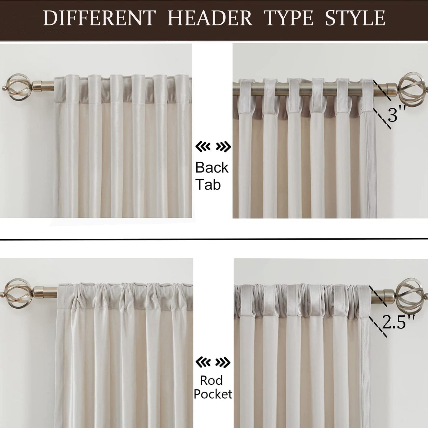 100% Blackout Ivory Off White Velvet Curtains 108 inch Long for Living Room,Set of 2 Panels Liner Rod Pocket Back Tab Thermal Window Drapes Room Darkening Heavy Decorative Curtains for Bedroom