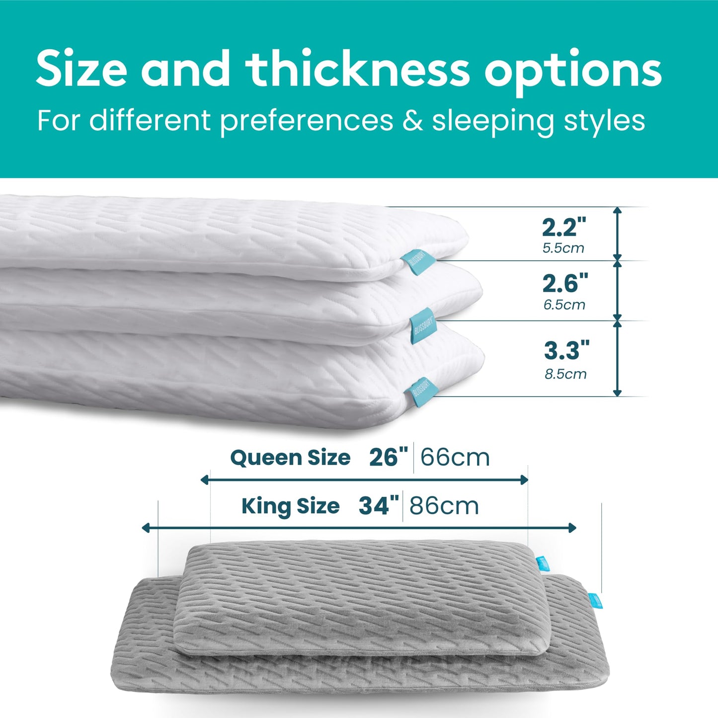 BLISSBURY Stomach Sleeping Pillow – Ultra Thin 2.6" Memory Foam for Neck and Cervical Support | Flat Pillow for Belly Sleeper | Low Loft Design for Comfort and Better Sleep