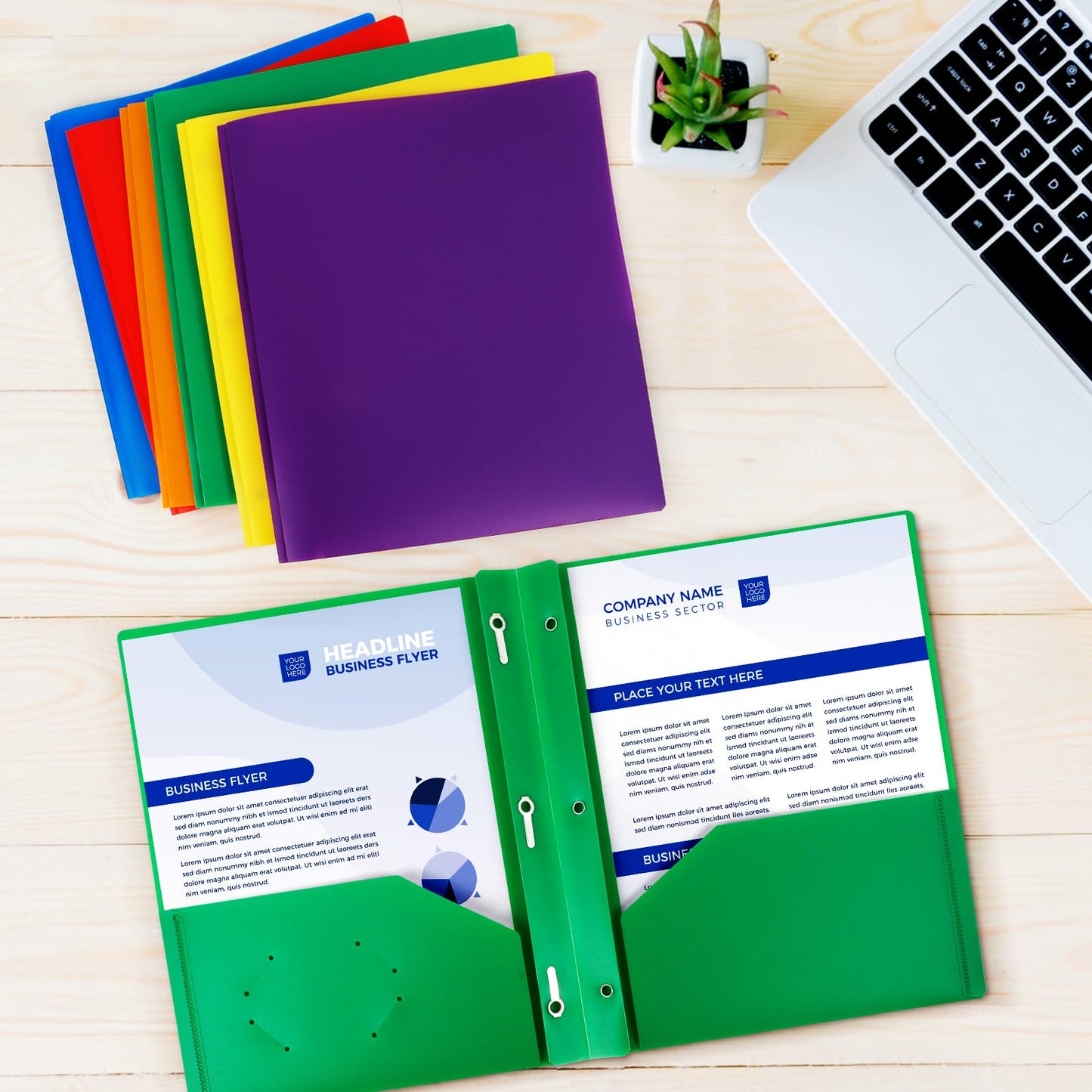 EEHZTSI 24-Pack Plastic Folders with Pockets and Prongs,2-Pocket Folders with 3 Fasteners, Holds 8-1/2" x 11" Paper for School/Office/Home, Green