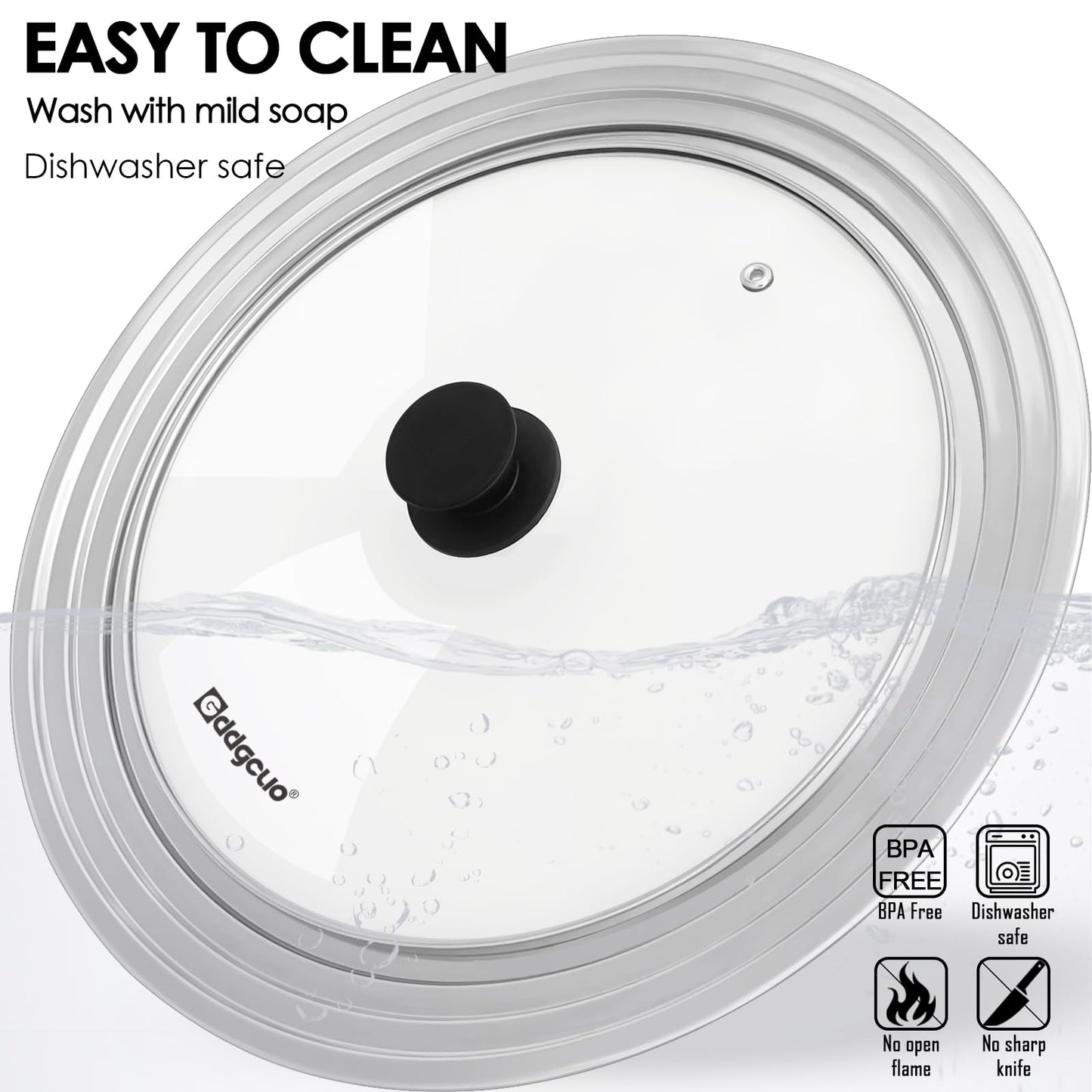 GDDGCUO 13-14-15 in Universal Pan Lid, Extra Large Stainless Steel Pot Lid for Pots, Pans, Skillets, Replacement Frying Pan Lid with Heat Resistant Silicone Knob, Dishwasher Safe