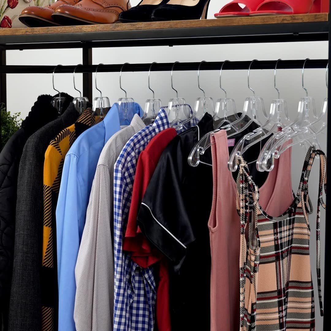 DEILSY™ Clear Plastic Hangers 12 Pack Durable Clothes Hanger for Wardrobe Organization, Essential Plastic Hanger for Garments, Versatile Coat Hangers for Home and Retail Use
