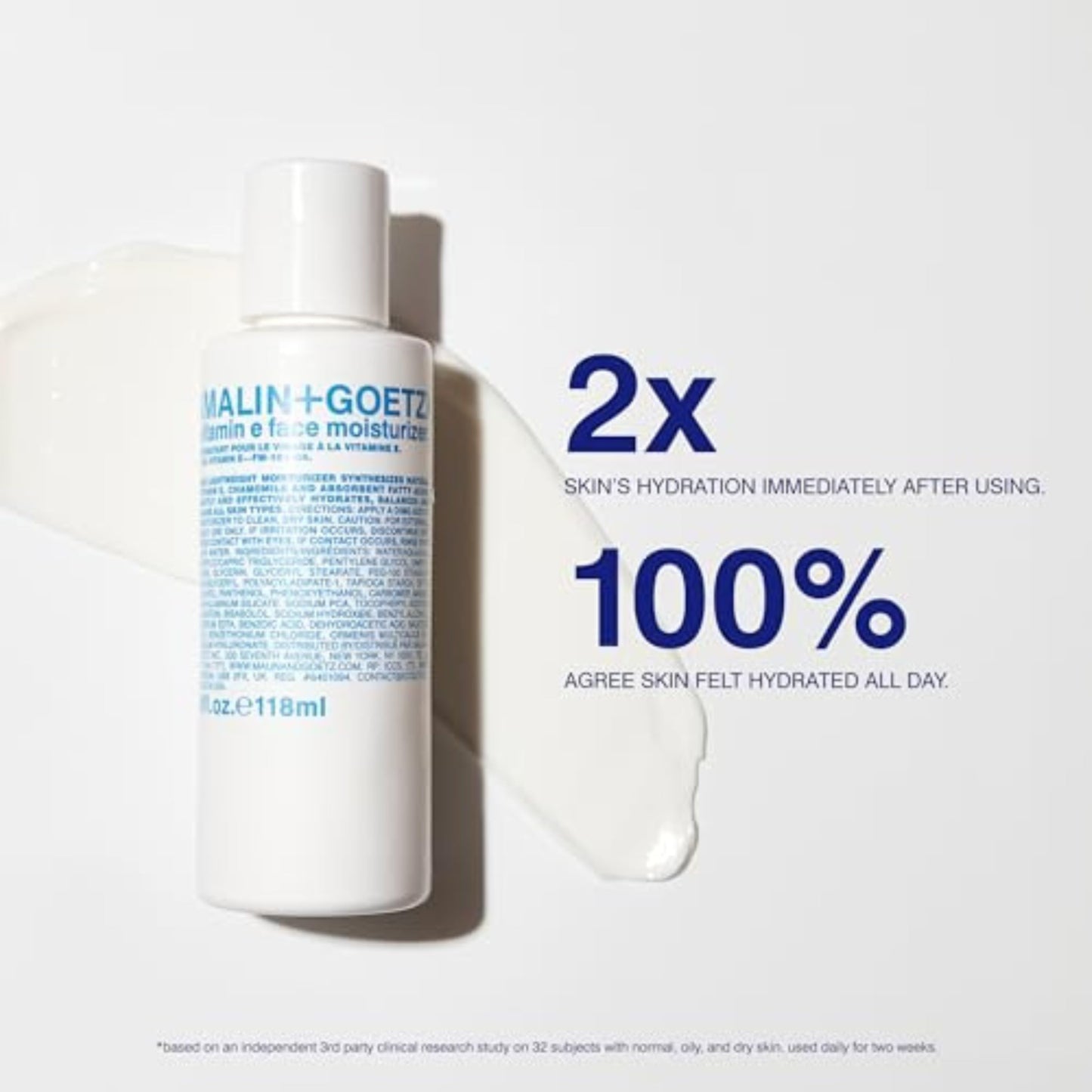 Malin + Goetz Vitamin E Face Moisturizer for Women & Men, 4 Fl. Oz. – Hydrating Face Cream, Face Lotion for Dry Sensitive Skin, Vegan & Cruelty-Free