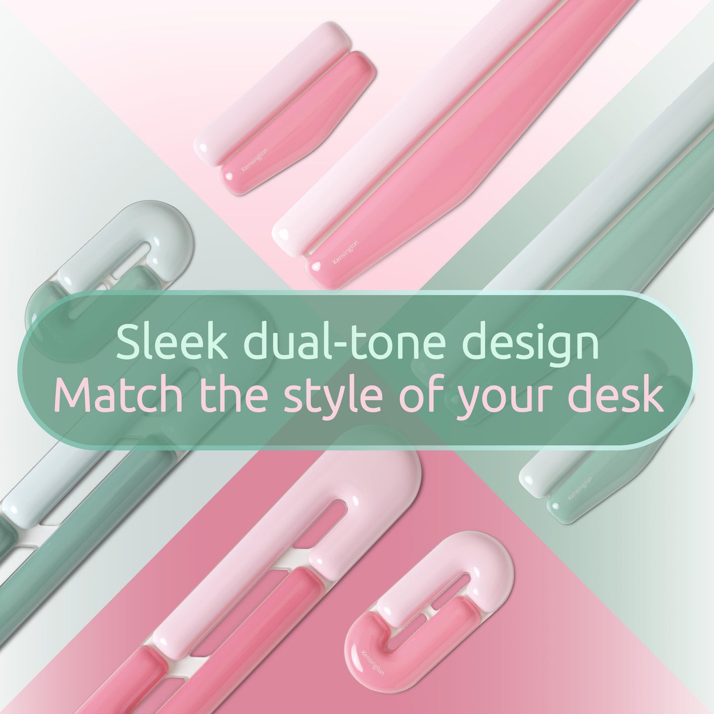 Kensington Duo Gel Loop Wrist Rest for Keyboard, Wrist Pad for Full Size Keyboard, Ergonomic Wrist Pad, Non-Skid Computer Pad with Wrist Support, Green K62680WW, 17.7" x 3.7"x 0.9”