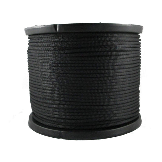 1/4 inch Black Dacron Polyester Rope - 500 Foot Spool | Industrial Grade - High UV and Abrasion Resistance - Low Stretch