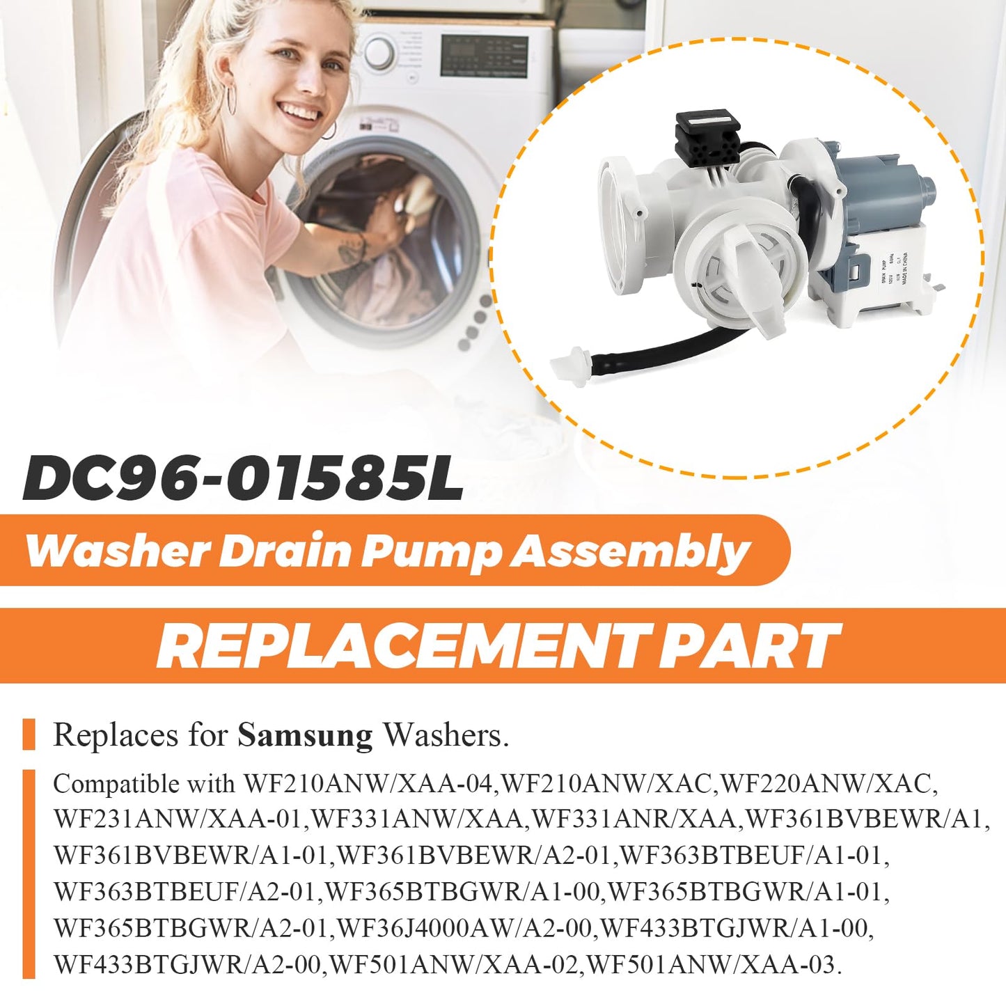 Beaquicy DC96-01585L DC97-17999M Washer Drain Pump Assembly - Replacement for 2677749 AP5582209 PS4217041 EAP4217041 Samsung Washing Machine