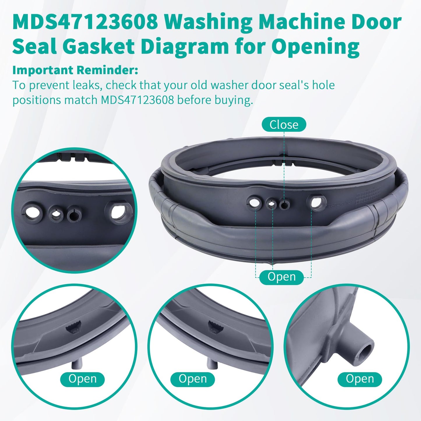 Upgrade MDS47123608 Washer Door Boot Seal,Replacement for LG Kenmore and Compatible with Models WM8100HVA WM8000HVA,WM4070HVA,WM4270HVA,Equal Quality to AP5668418, PS6448330,2673936-3 Year Warranty
