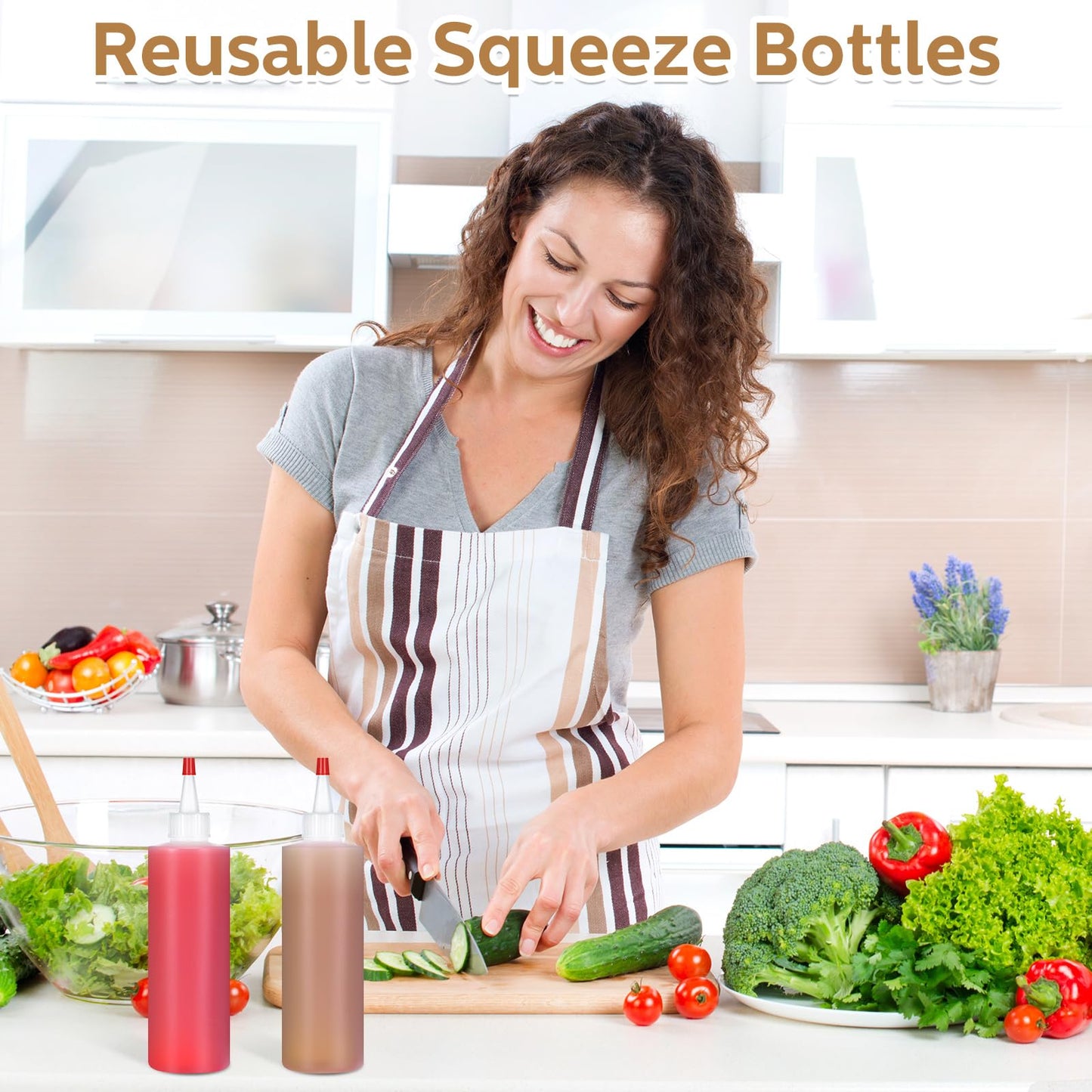 Jinei 60 Pack 8 oz Plastic Squeeze Bottles Clear Condiment Squeeze Bottles with Red Tip Cap Kitchen Empty Squirt Container Leak Proof for Arts Crafts