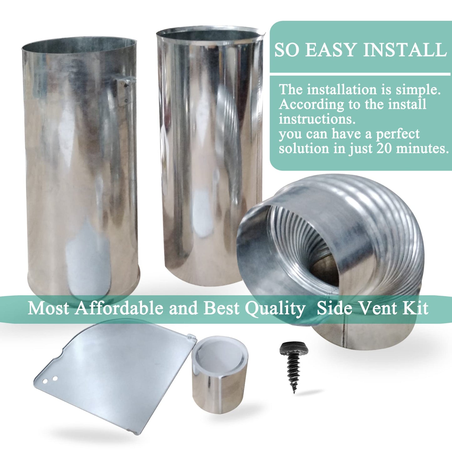3911EZ9131X 383EEL9001B Side Vent Kit Universal for LG Dryer, Venting Kit Assembly Compatible with Kenmore/sears, Replacement Part AP4438852 Exhaust Out Either Side or Bottom