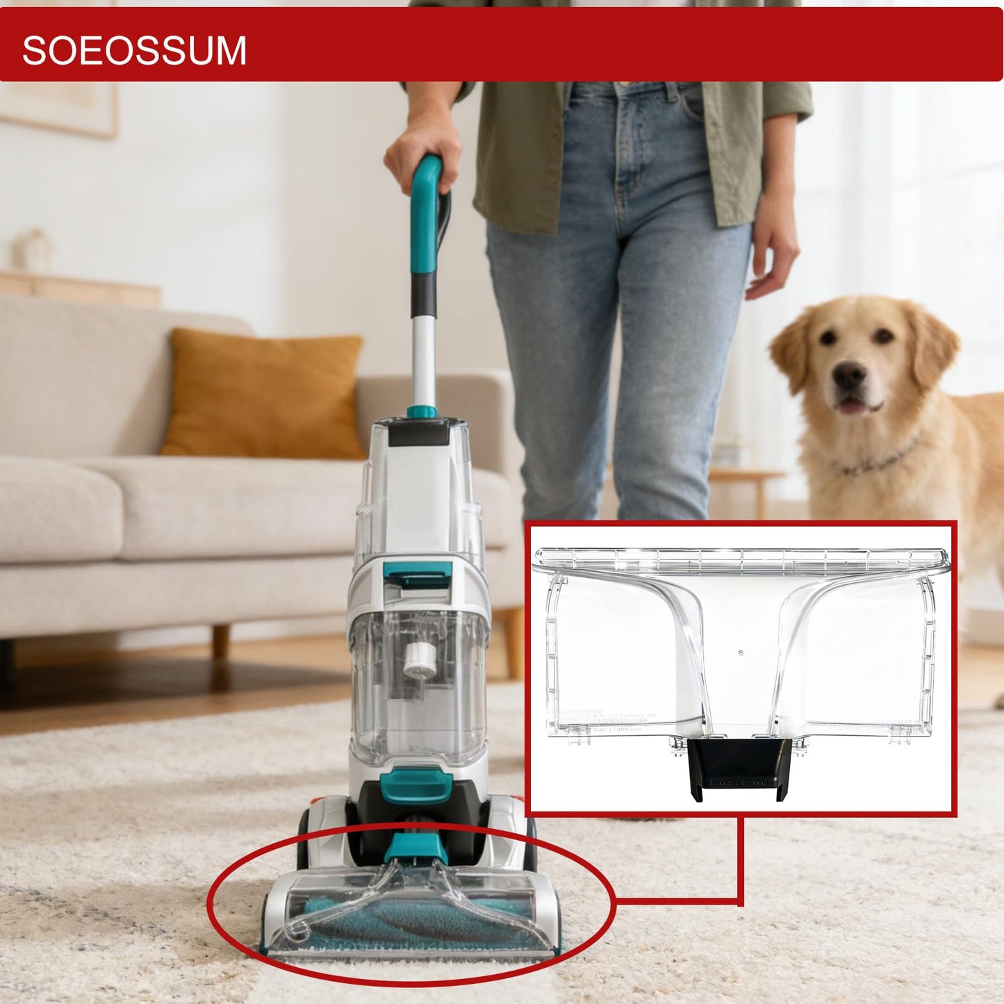 SOEOSSUM 440014442 Front Floor Nozzle Assembly (Replaces 440014442) - Fits Hoover Carpet Cleaner SmartWash 2nd Generation & SmartWash PET FH52000G/FH52001G (Without Sprayer)