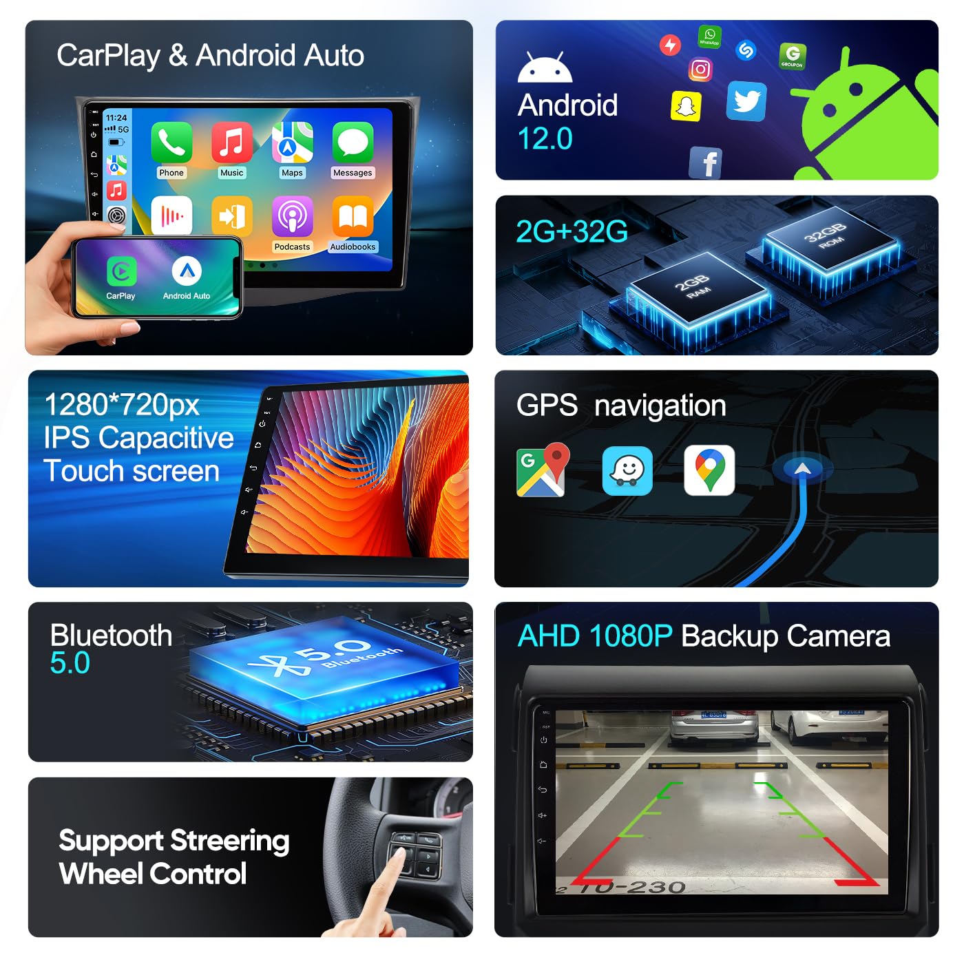 10.2 Inch Car Radio Stereo Upgrade Replacement for Jeep Wrangler/JK 2007-2018 Jeep Patriot 2009-2016 Dodge Ram 1500 2500 2009 2010 2011 2012 withCarPlay/Android Auto/Touch Screen/FM/HD Backup Camera