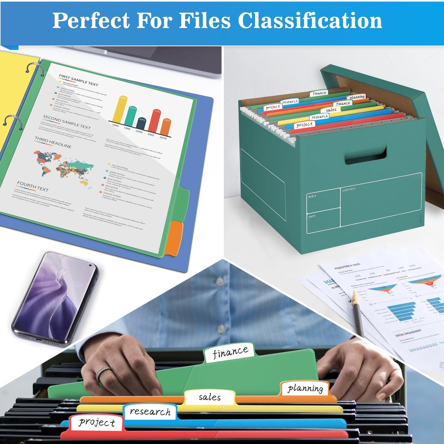 V-Opitos 24 Set 5-tab Index Dividers for 3 Ring Binders, Plastic Dividers with Clear Front Pocket, 120 Pcs Multicolor Dividers for School & Office Supplies