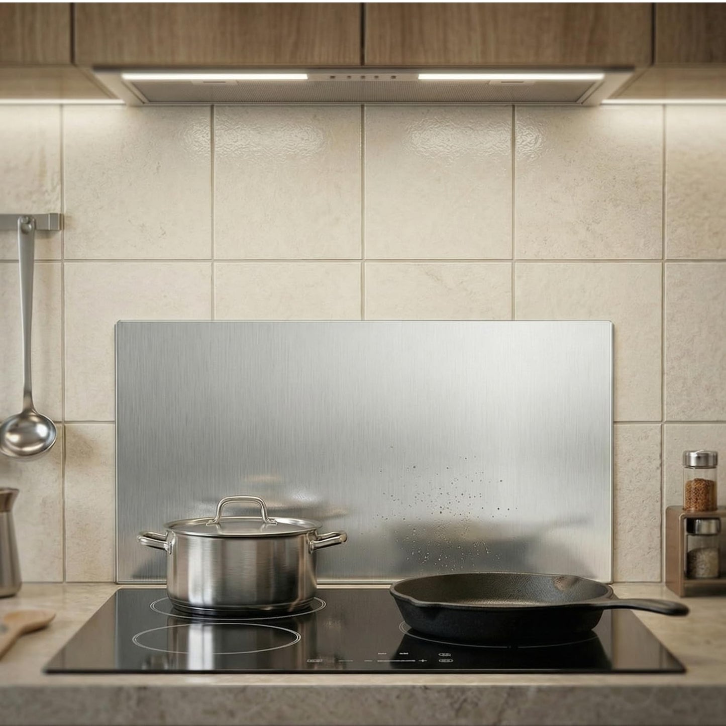 LTSEAME 24" x 16" Stainless Steel Backsplash Panel Hand Dryer Splash Guard Wall Backsplash Protector with Ultra Strength Adhesive for Bathroom, Kitchen, Stovetop