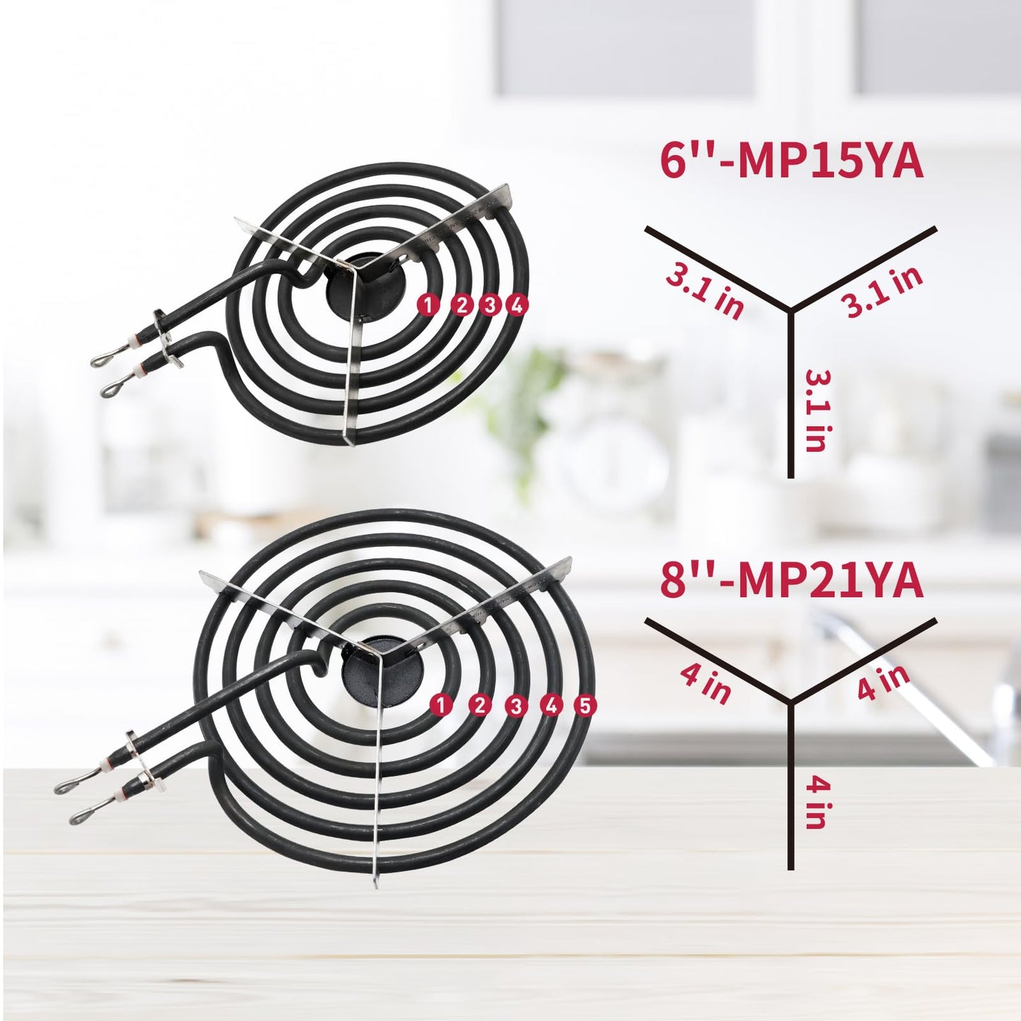 COZZIVITA MP22YA Electric Stove Burner Element Replacement-Perfectly Compatible with Whirlpool&Kenmore&Frigidaire &Hardwick&Maytag&Norge Stove Top-Include 2* MP15YA 2* MP21YA