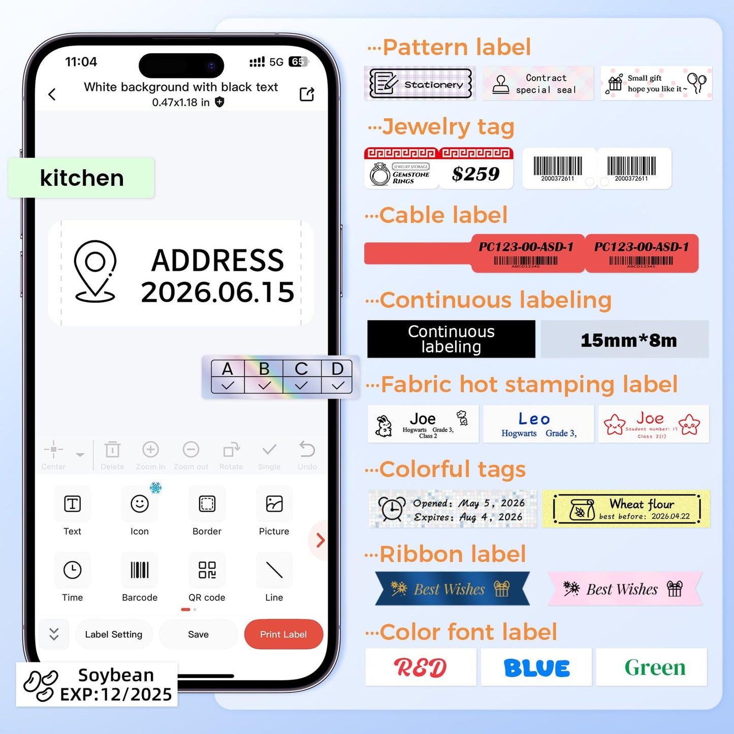 Phomemo Label Maker Machine with Waterproof Labels, A30 Ribbon Label Printer, Mini Bluetooth Portable Label Printer Sticker Rechargeable for Gift Wrap, DIY Decor, Home Office Small Business School