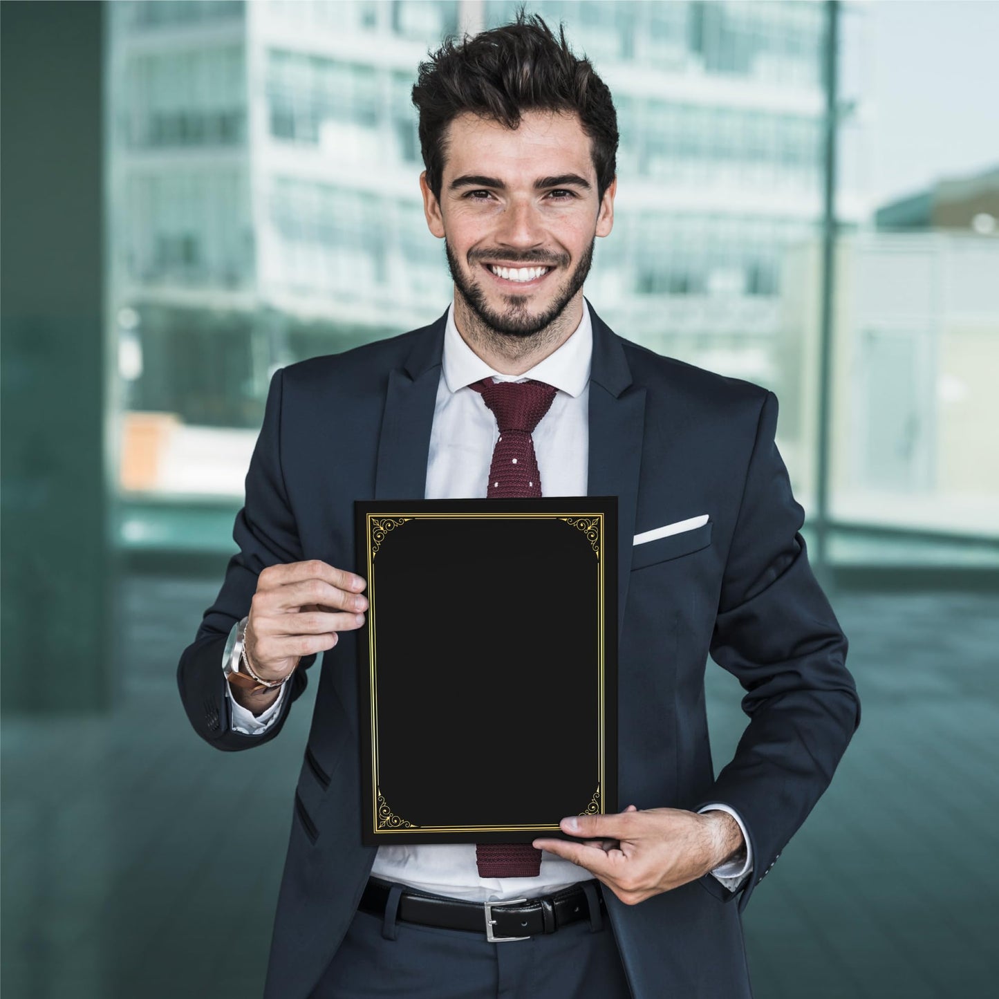 BELLE KR® Black Certificate Holders 8.5 x 11, 50 Pcs - Used as Award Certificate Folders with Gold Foil Border for Letter Size 8.5" x 11" Certificates, Awards, Documents and Diplomas