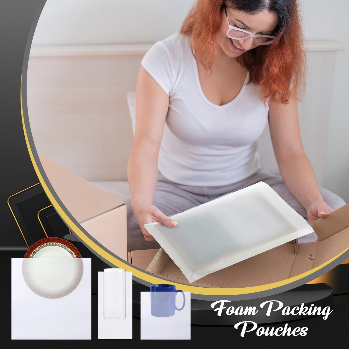 Frienda 240 Pcs Dish Packing Supplies for Moving 60 Foam Sheets 180 Pcs 6-size Plate Sleeves Protective Cushion Pouches for Shipping, Storing Glassware, China & Dinnerware