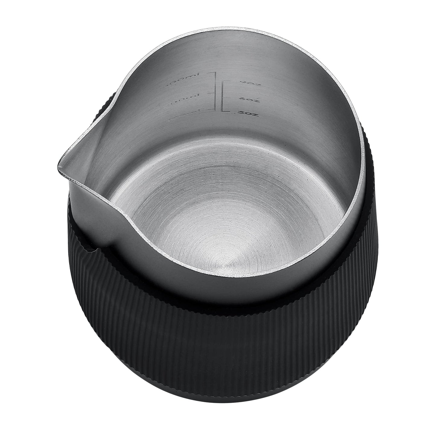 Normcore Handleless Milk Frothing Jug, Milk Pitcher 15.2 oz, Milk Frother Steamer Cup Stainless Steel Espresso Cup, Sharp Spout, Black, 450 ml