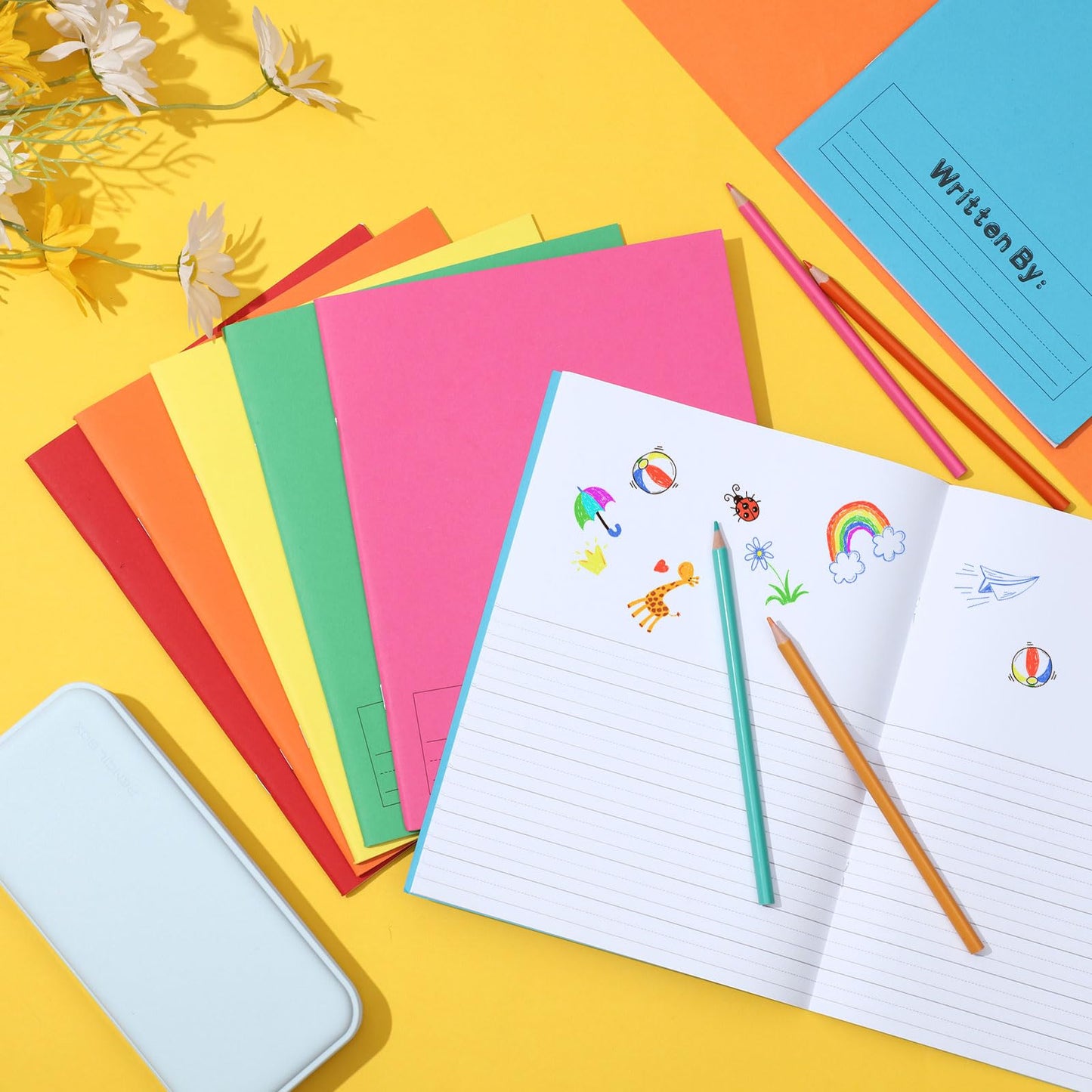 Henoyso 24 Pcs Primary Composition Notebook K-2 Primary Journal, Notebook for Kids Supplies, Bulk Blank Writing Book for Kid to Write Draw Journal 60 Page (9.8″ X 7.5″,Colorful)