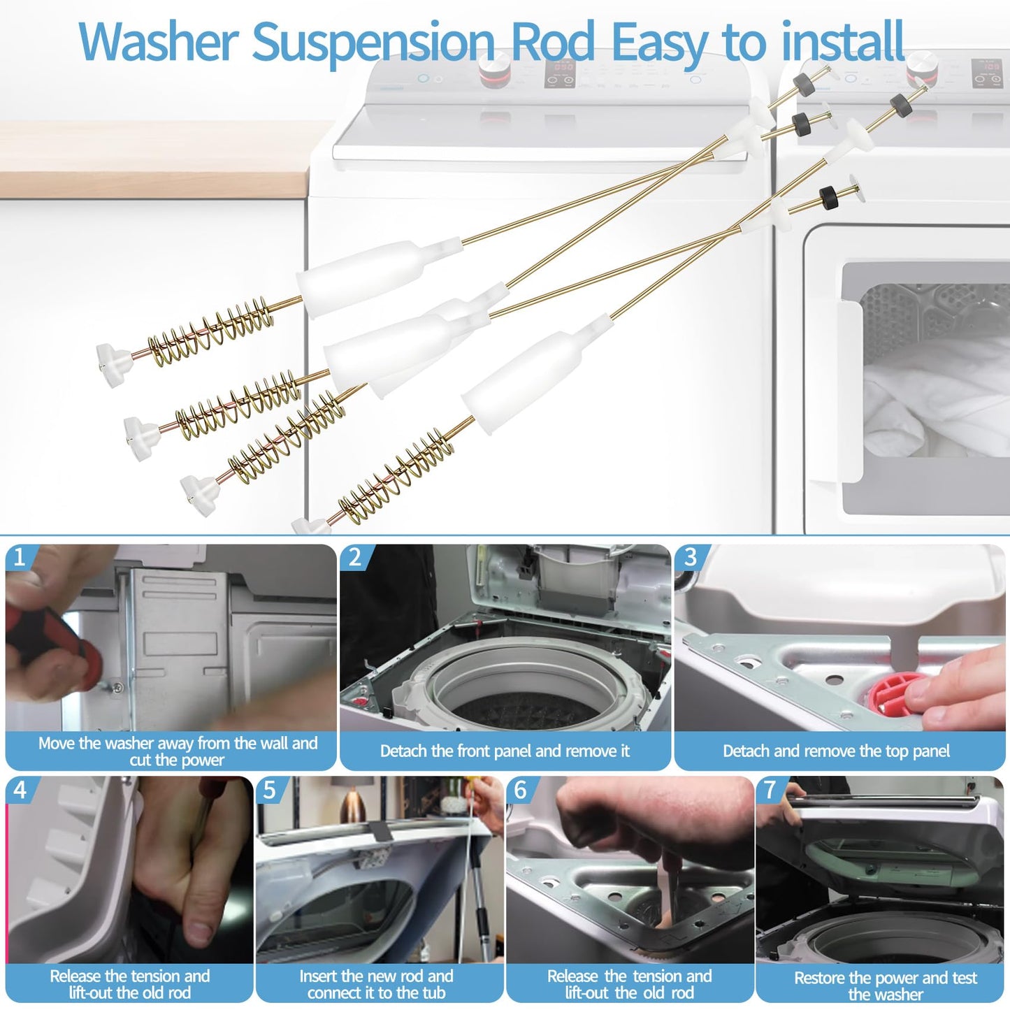NLZQMBC Upgraded WT1101CW WT1101CW/00 WT4870CW Washer Suspension Rods Fit for LG Washer