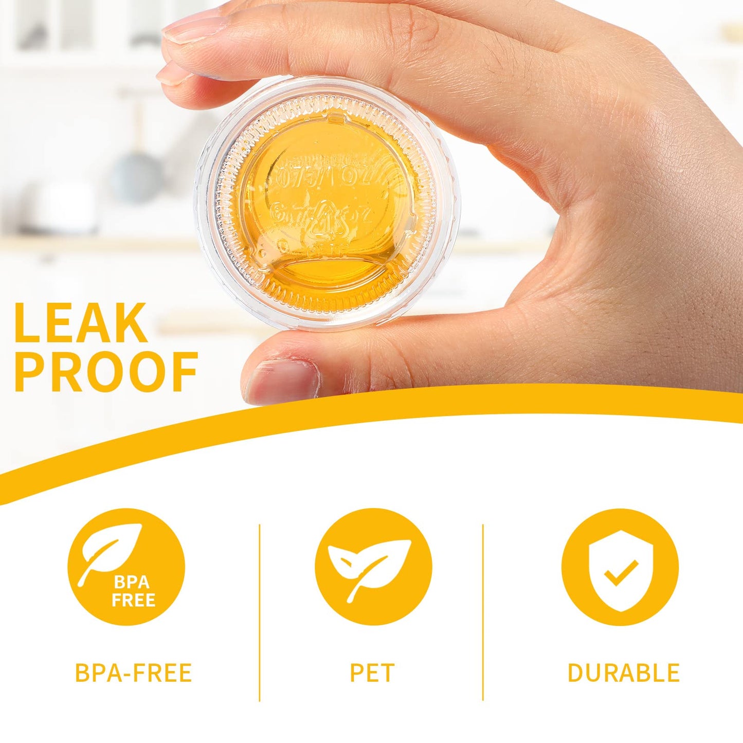 1000 Pack Jelly Shot Cups With Lids - 2oz Plastic Small Containers for Portion, Souffle, Sauce, Salad Dressing, Food Condiment - Disposable