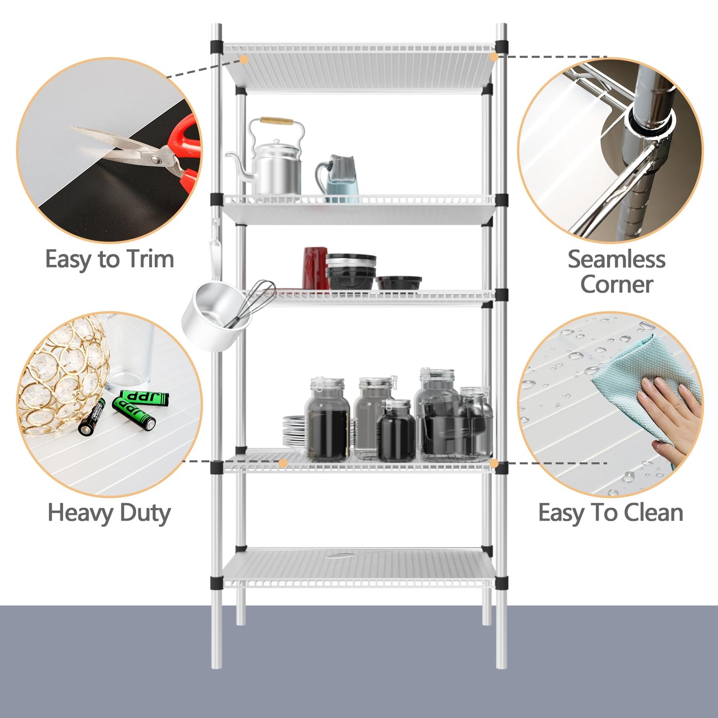 Maxtbee 5pcs Shelf Liners of Wire Shelf System,16 x 36 inch Plastic Shelf Liners Mats for Wire Shelving (Rolled,Actual Size:15.74"X35.82")