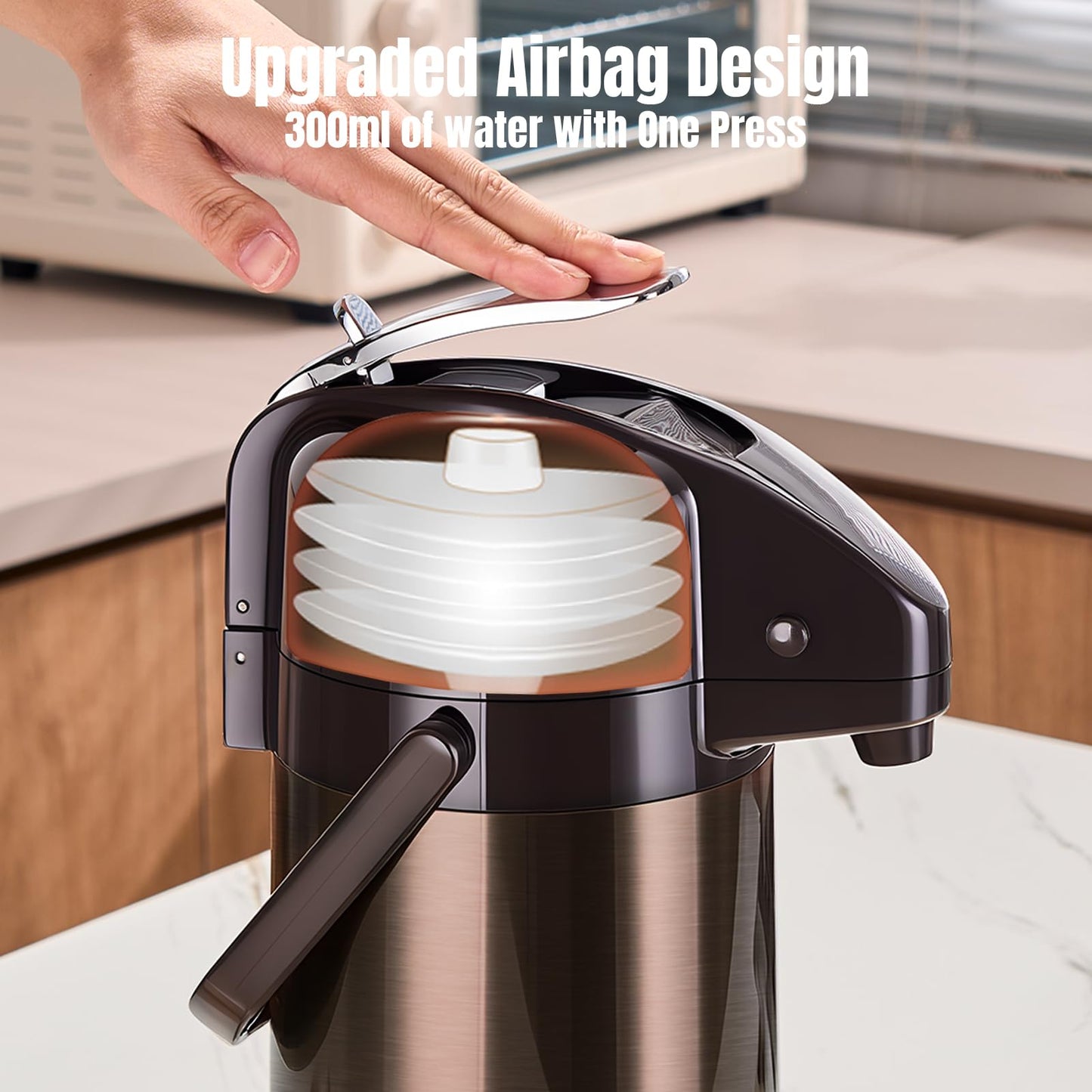 PARACITY Upgraded Airpot Coffee Carafe with Double Pump, Stainless Steel Drink Dispenser for Hot/Cold Beverage with Lazy Susan Base, Coffee Termos Para Cafe for Hot Cocoa for Parties