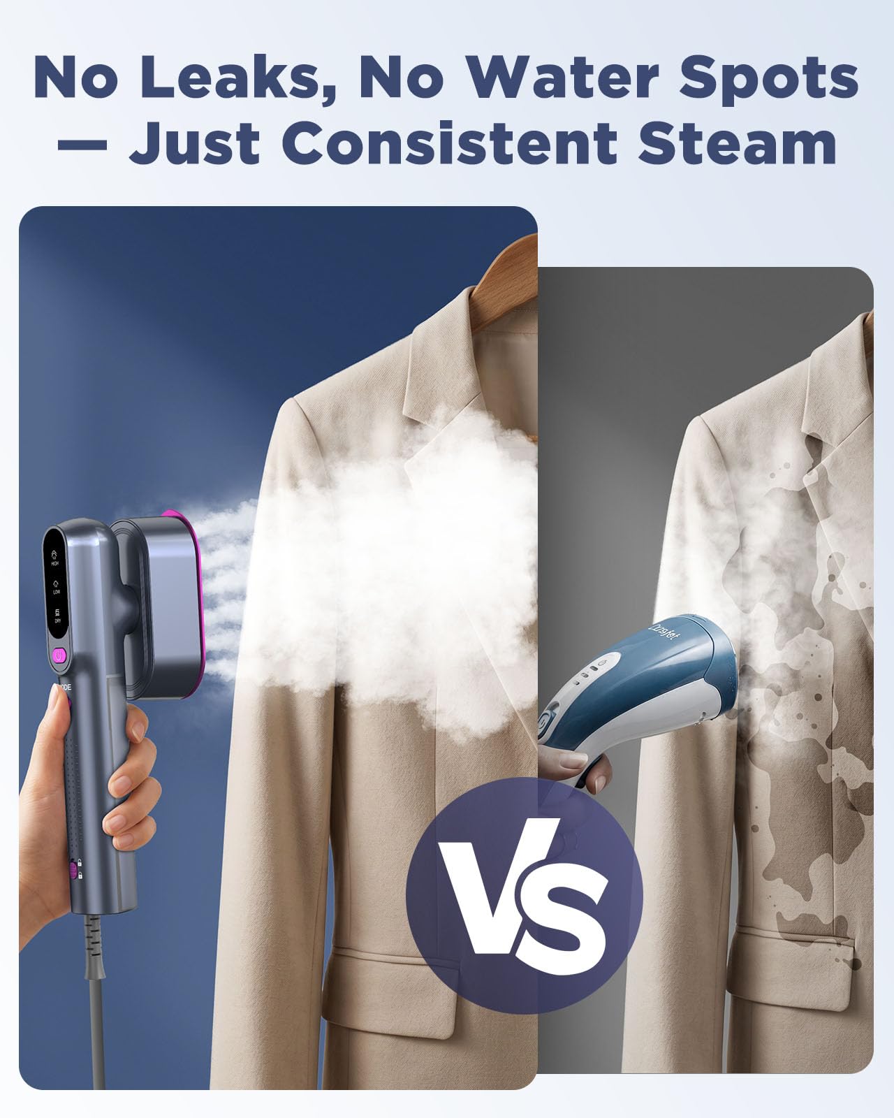 Travel Steamer for Clothes,100-240V Travel Steamer & Iron 2 in 1 with Fast Heat-Up,1200W Portable Handheld Garment Steamer,Travel Size,Large Heat Panel,Fabric Quick Wrinkle Remover for Global & Europe