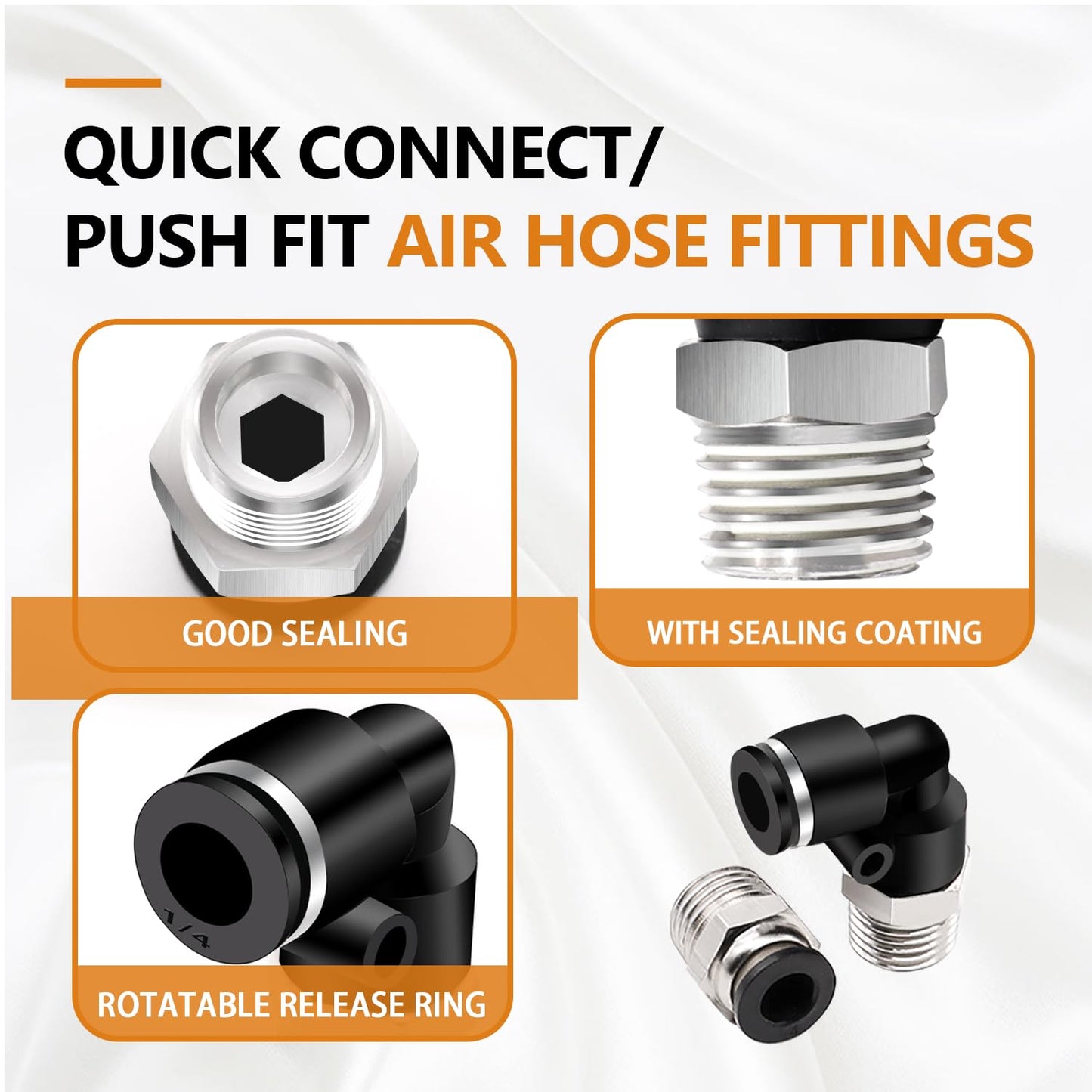 mankk 107PCS Quick Connect Air Hose Fittings Kit 32 Sizes 1/8" 1/4" 5/16” 3/8" 1/2",4/6/8/10mm Push to Connect Fittings Air Line Fittings Quick Release Pneumatic Kit