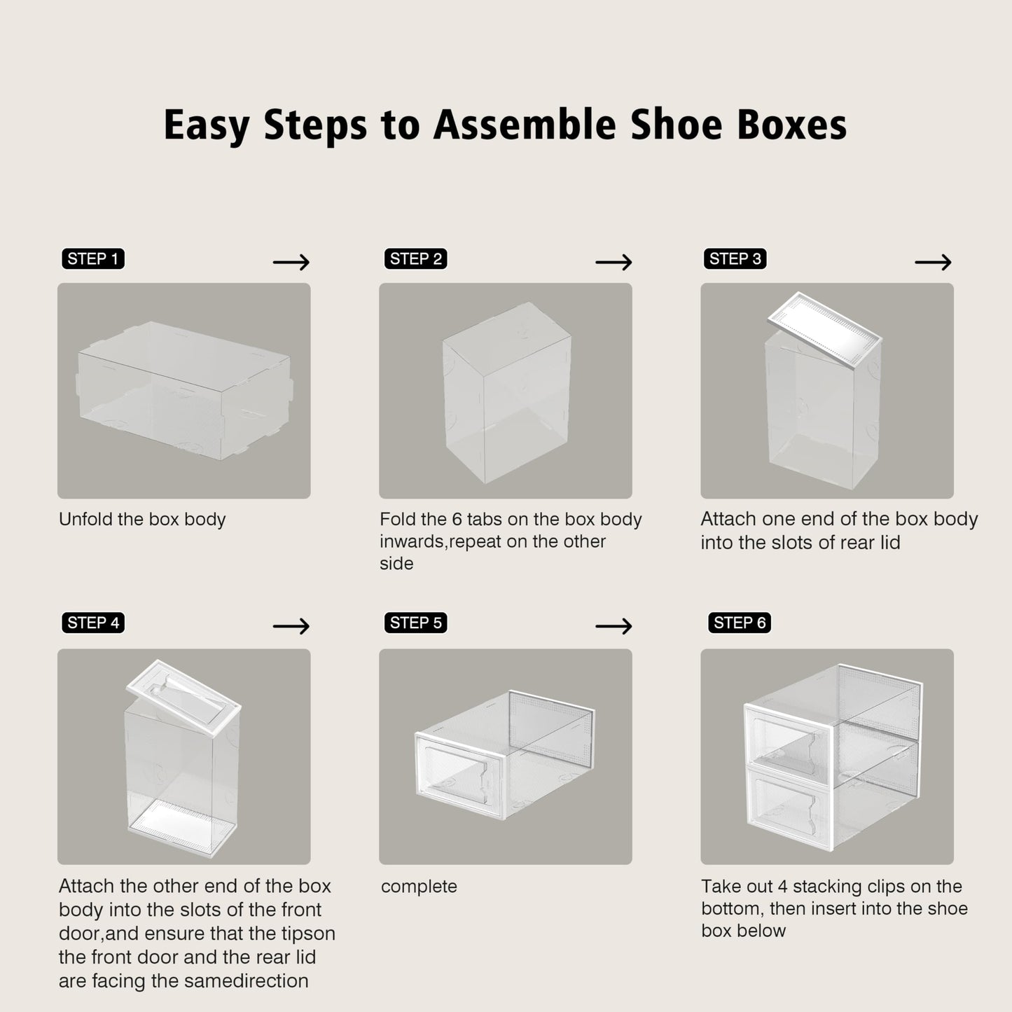 SEE SPRING 12 Pack Shoe Storage Box, Clear Plastic Stackable Shoe Organizer for Closet, Space Saving Foldable Shoe Rack Sneaker Container Bin Holder