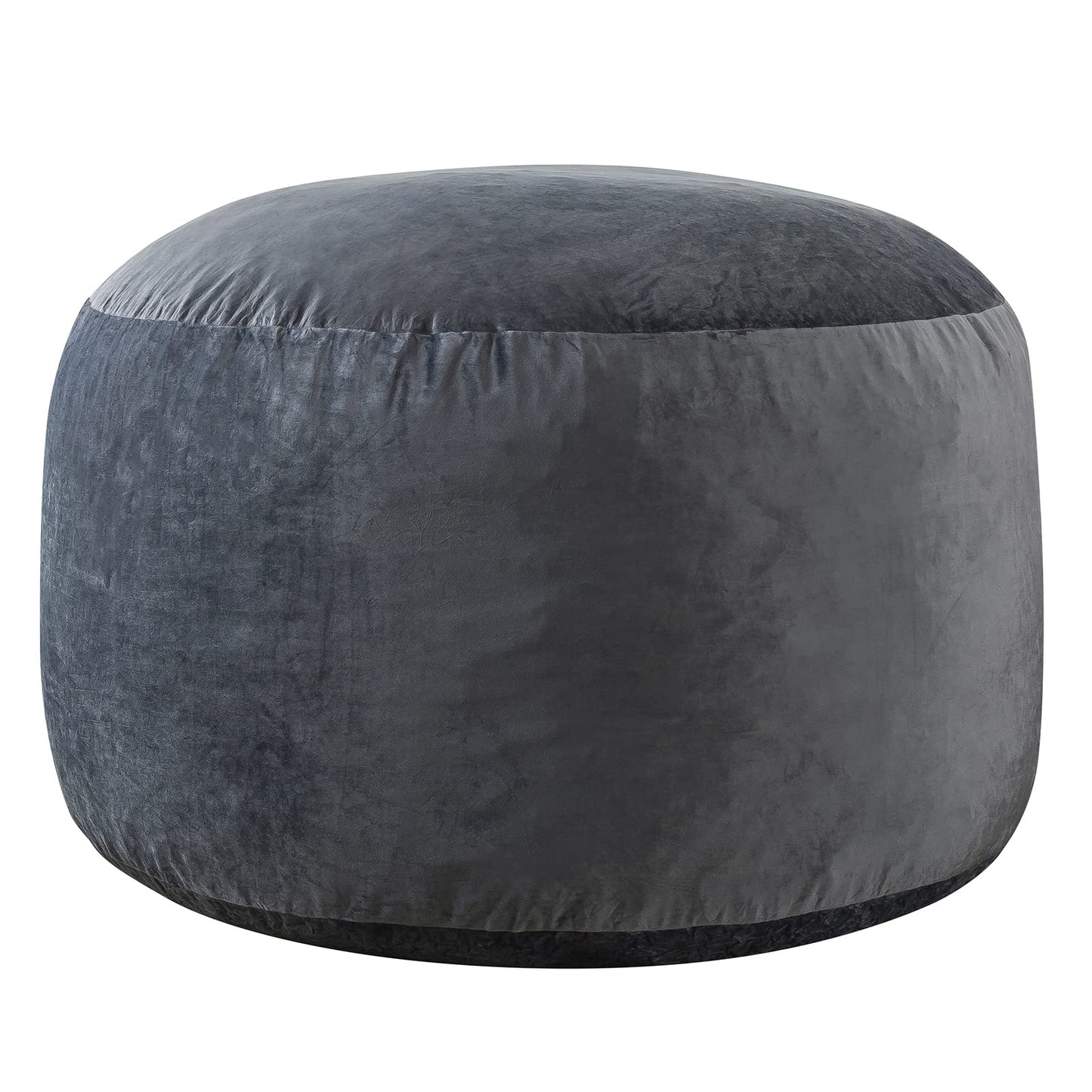 WhatsBedding 3 ft Bean Bag Chair,Large Bean Bag Chairs for Adults with Memory Foam Filling,Lazy Bean Bag Sofa for Living Room,Ultra Soft Velvet Fabric,Pull-Handle,Side-Pocket - 3 Foot,Dark Grey