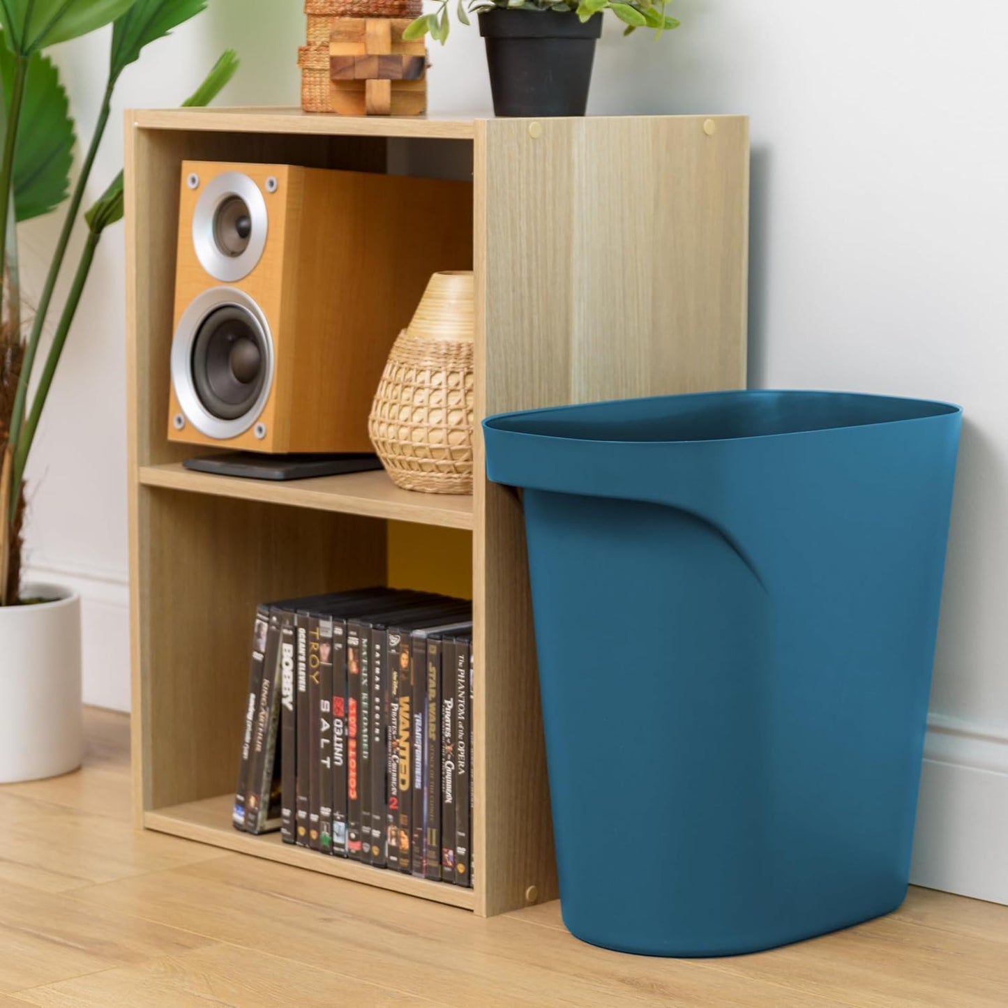 IRIS USA Small Trash Can Wastebasket with Handle, 6 Gallon / 24 Quart, 3-Pack, for Bathroom, Office, Bedroom, Under Sink, Kitchen, Garbage - Eco Friendly Navy