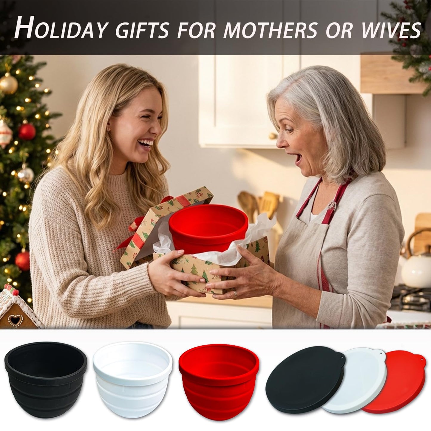 Silicone Bowl Liners for KitchenAid Tilt-Head 5 Qt Stand Mixers, 3 Silicone Liners & Lids/Extra-Thick/No Plastic Smell/Dishwasher Safe/Food Grade/Kitchen Aid Accessories and Attachments for Baking