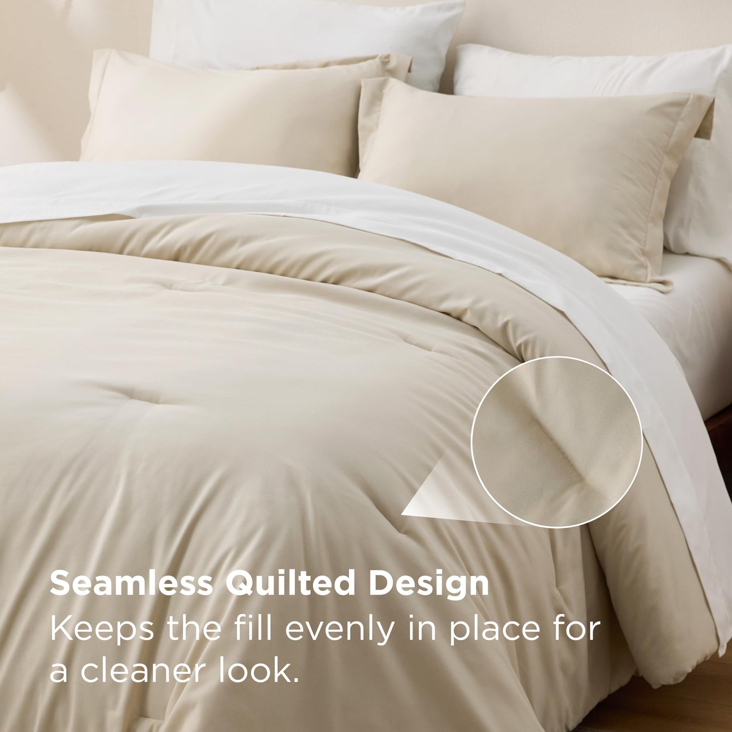 Bedsure Queen Comforter Set - 7 Pieces Beige Queen Bedding Set for All Seasons, Boho Contrasting Design Bed in a Bag with Comforter, Sheets, Pillowcases & Shams