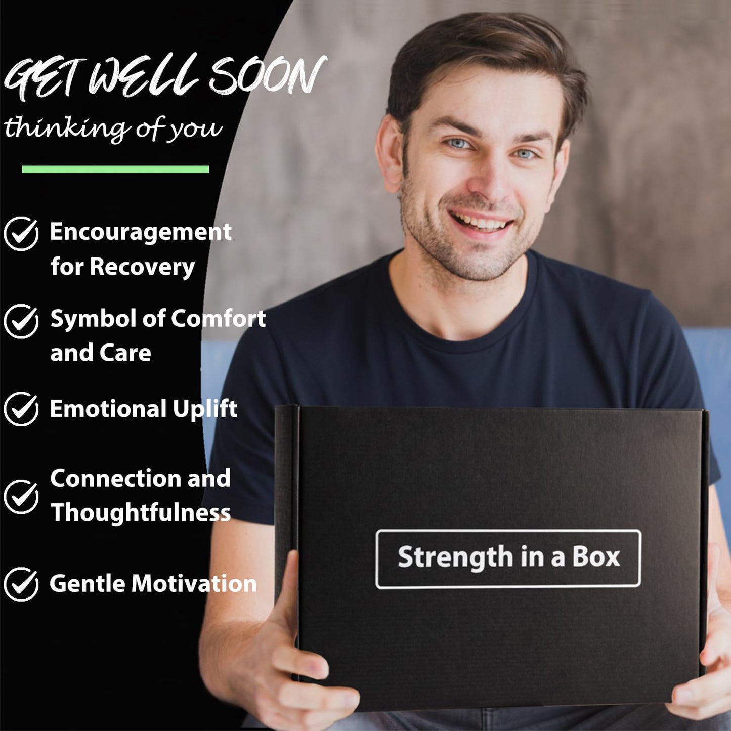 Care Package for Men - Get Well Soon Gifts for Men with Plush Blanket, Ceramic Mug Set, Socks, PU Notebook, Pen, Stress Stone & Greeting Card - Encouragement & Support Gift for Dad, Friend