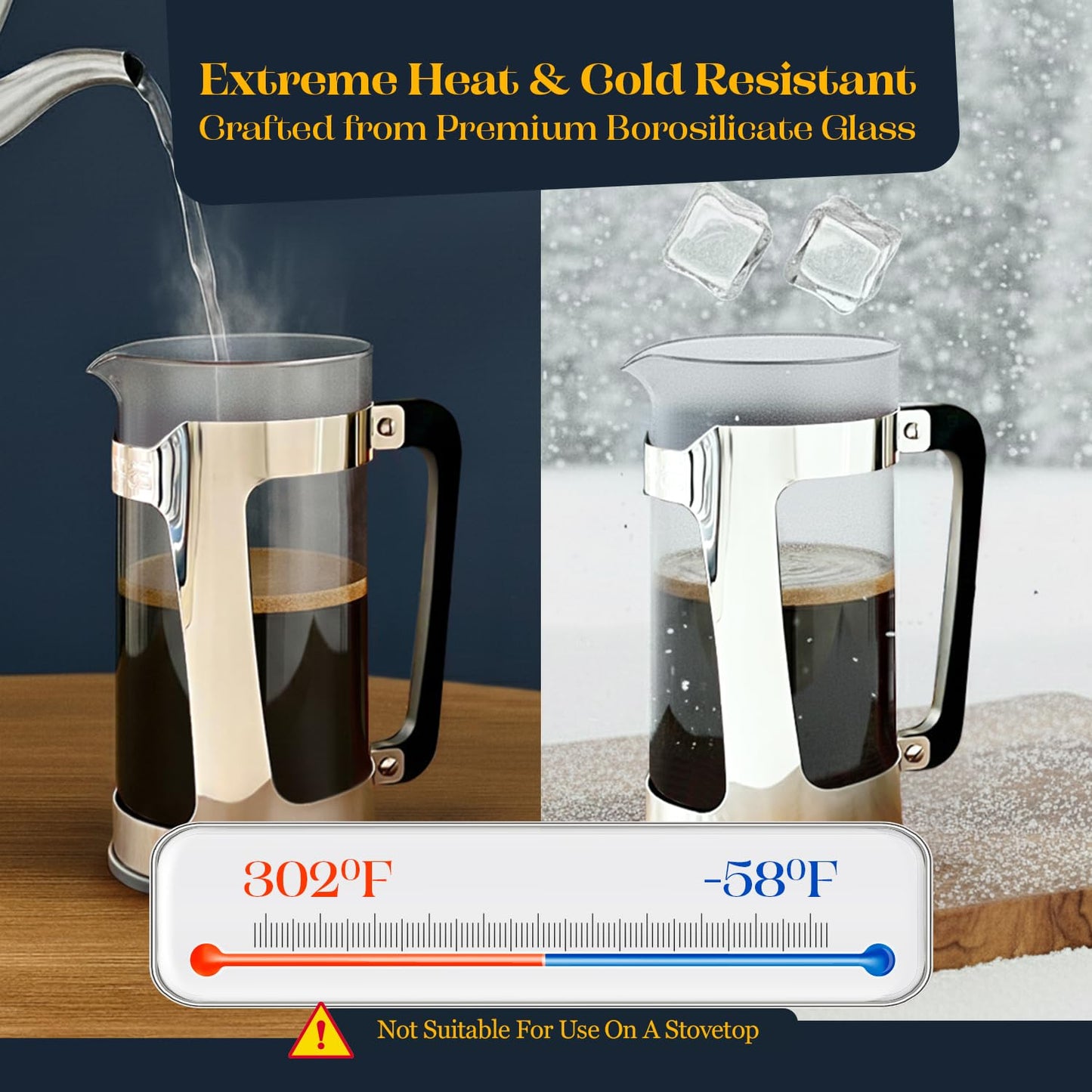 ESPRO Plus P5 French Press Coffee Maker – Patented Double Micro-Filter for Grit Free Brew, Heat-Resistant Thicker Borosilicate Glass Coffee Press – (32 oz)