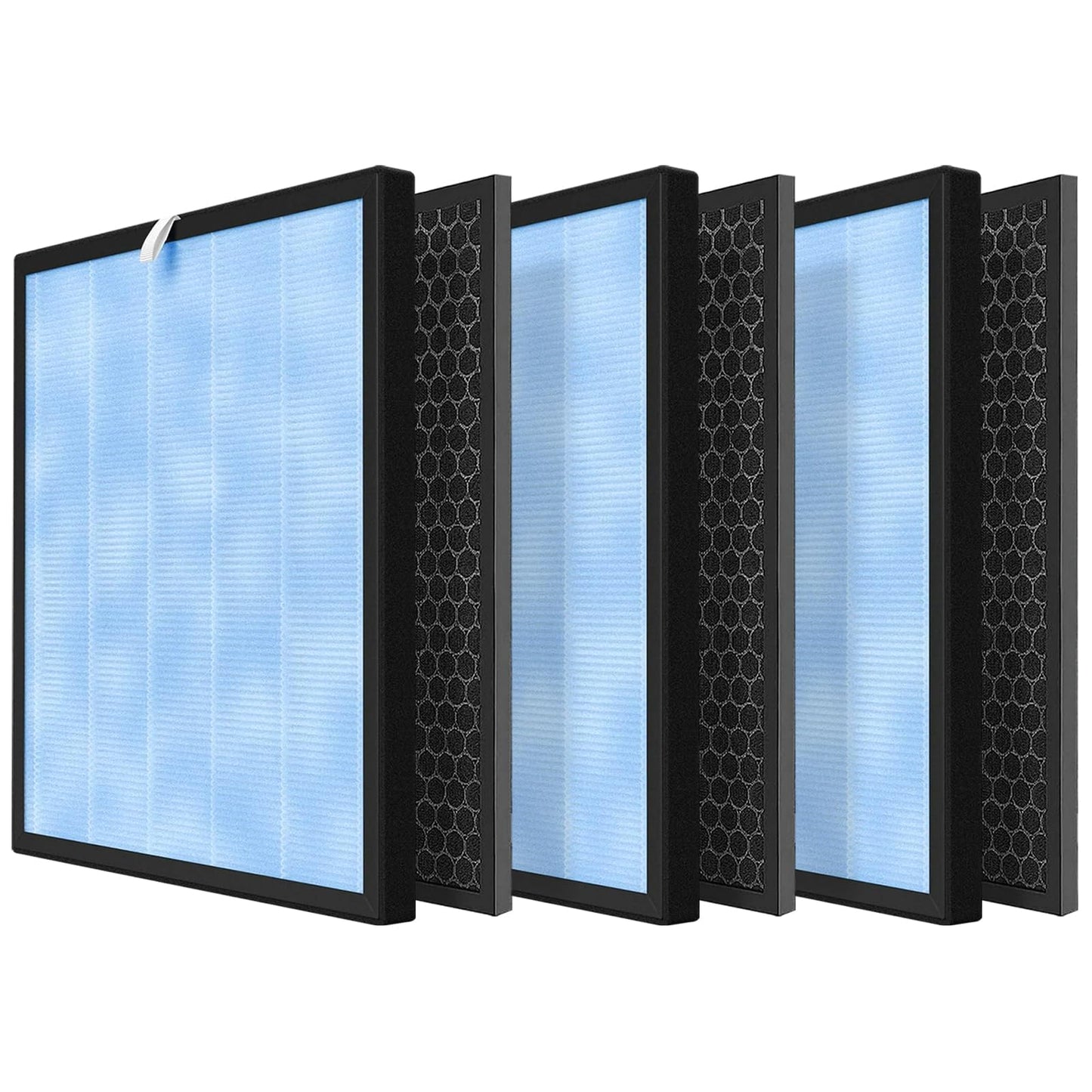 HSP001 Filter Replacement Compatible with Hathaspace Smart HSP001 Air Purifier, H13 HEPA Air Purifier Replacement Filter Set with Activated Carbon Pre-Filters, 3 HEPA + 3 Pre-Filters