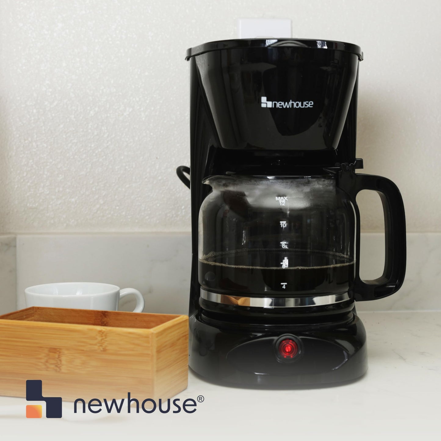 Newhouse Electric Coffee Machine NHCM-001-12, 12-Cup Coffee Maker with Auto Shut Off, Electric Pot with Metal Mesh Coffee Filter Basket, ETL Certified for Hospitality and Residential Use