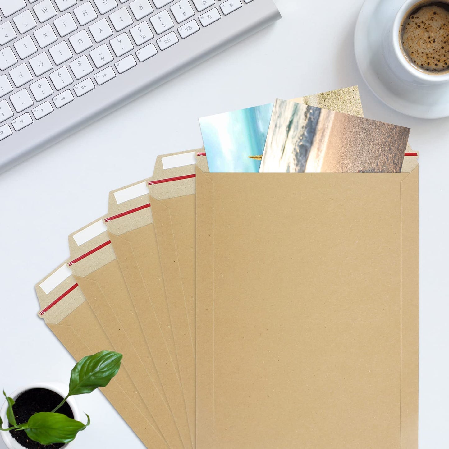 zmybcpack 100 Pack 9X12 inch Self Seal Photo Document Mailers Stay Flat Kraft Cardboard Envelopes Photography Rigid Mailers for CD, Photos, Document (Kraft Brown)