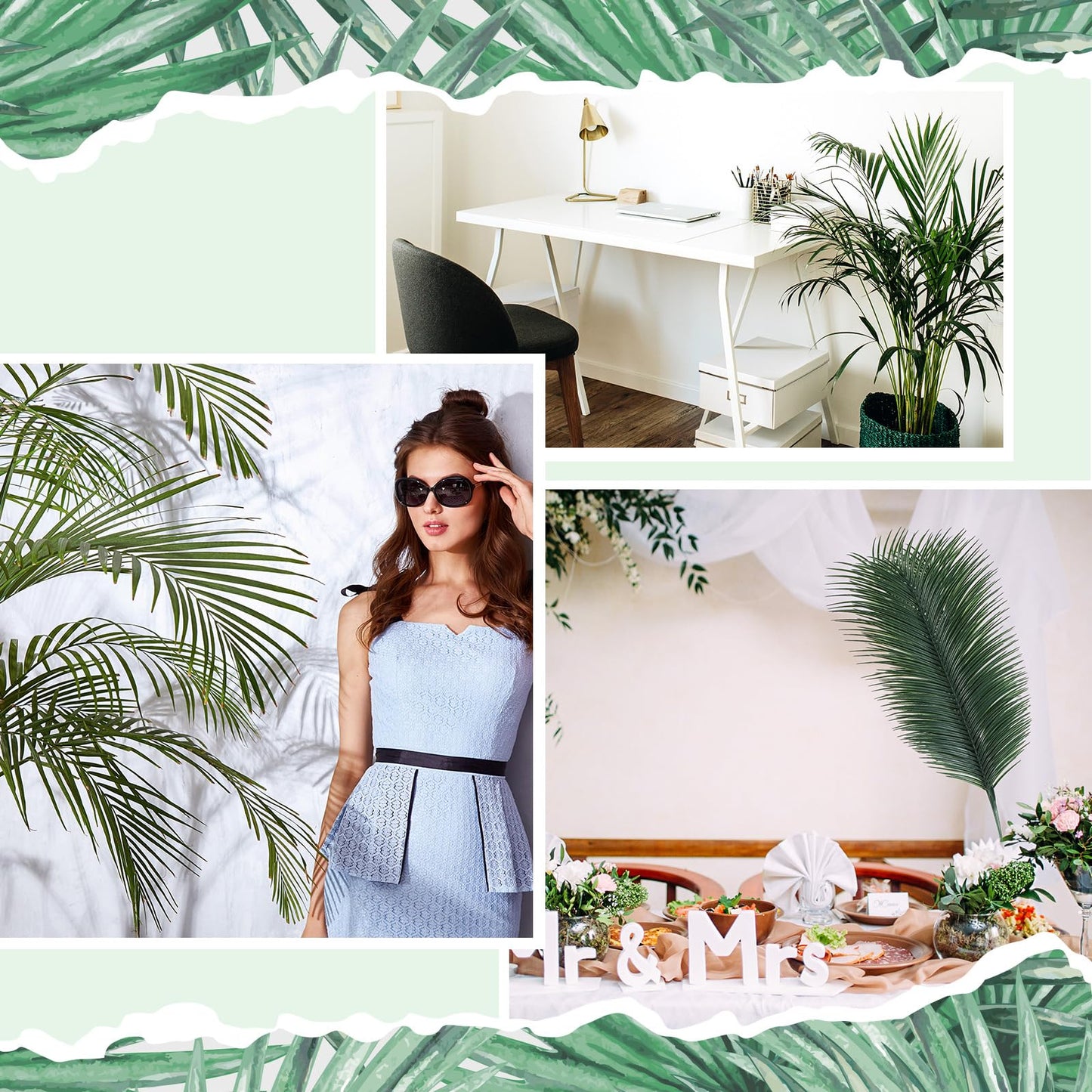 Hotop 50 Pcs Passover Large Palm Leaves 31 Inches Feast of Tabernacles Artificial Fake Palm Luau Party Greenery Leaves for Safari Jungle Stems Fronds Plant Beach Party Supplies