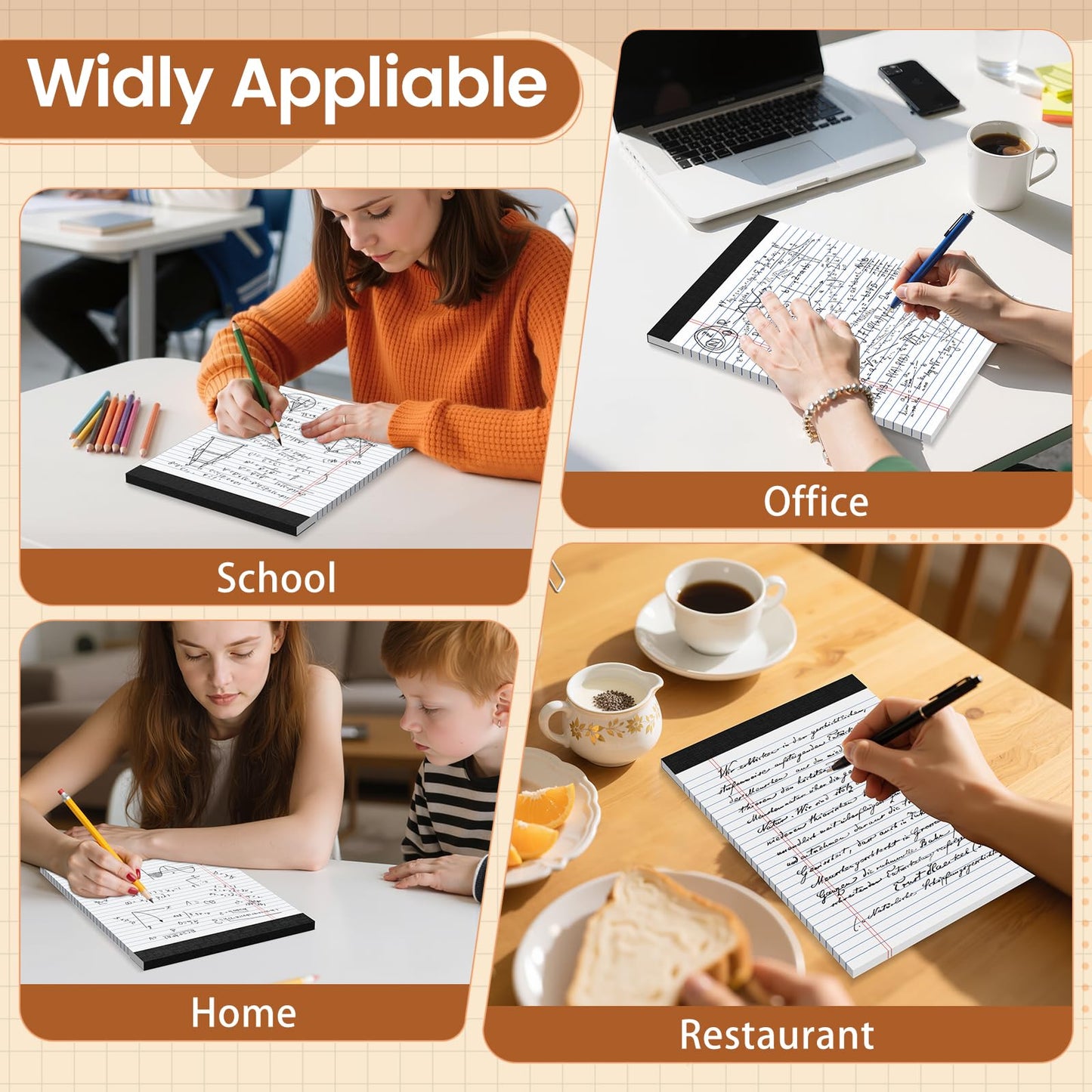 Legal Pads 8.5 X11.75, Narrow Ruled Notepads, 24 Pack, 30 Sheet/Pad, White Legal Pads, Tear Off Notepad, Perforated Writing Pad, Notebook Paper College Ruled, Notepads for Office Home School, Notepad