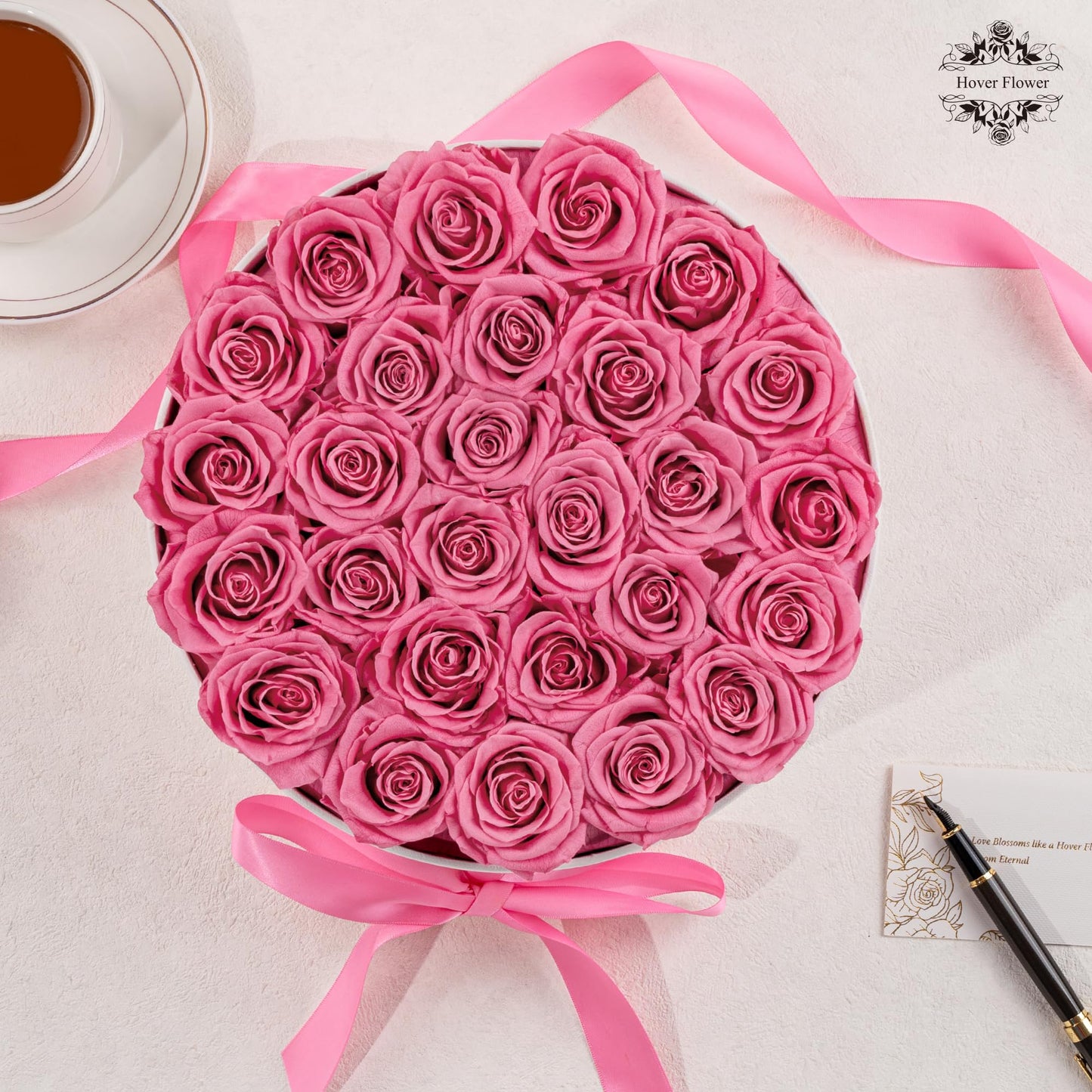 27 Forever Roses in Luxury White Box, Eternal Real Roses Birthday Gifts for Women, Preserved Flowers for Delivery Prime, Anniversary, Valentine's Day, Mothers Day for Mom (Pink)