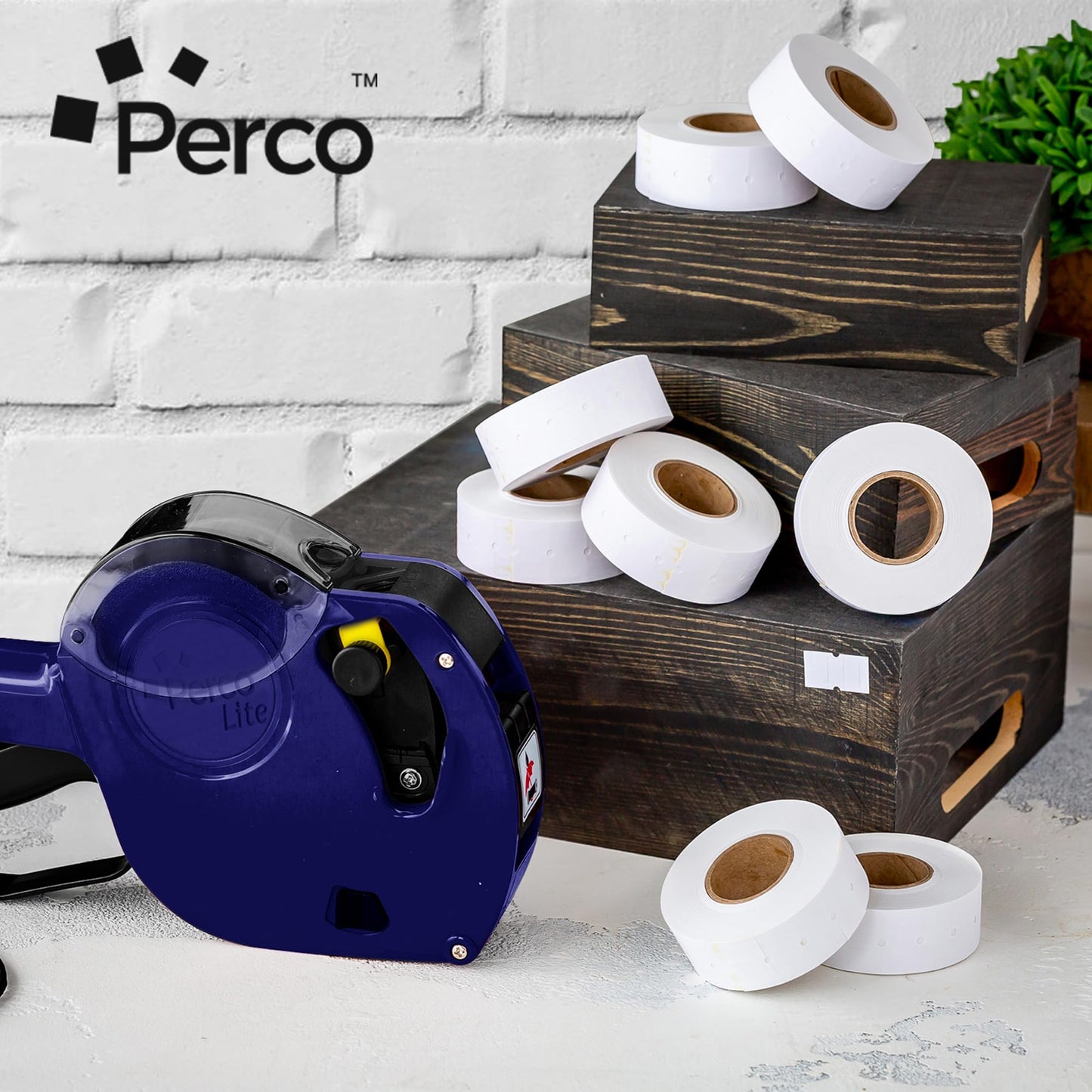 Perco 1 Line Freezer Adhesive Labels - 8,000 Blank Price and Date Gun Labels for Perco Lite, X, Plus and Pro 1 Line Price and Date Guns - 8 Rolls, 1 Sleeve - Made in USA